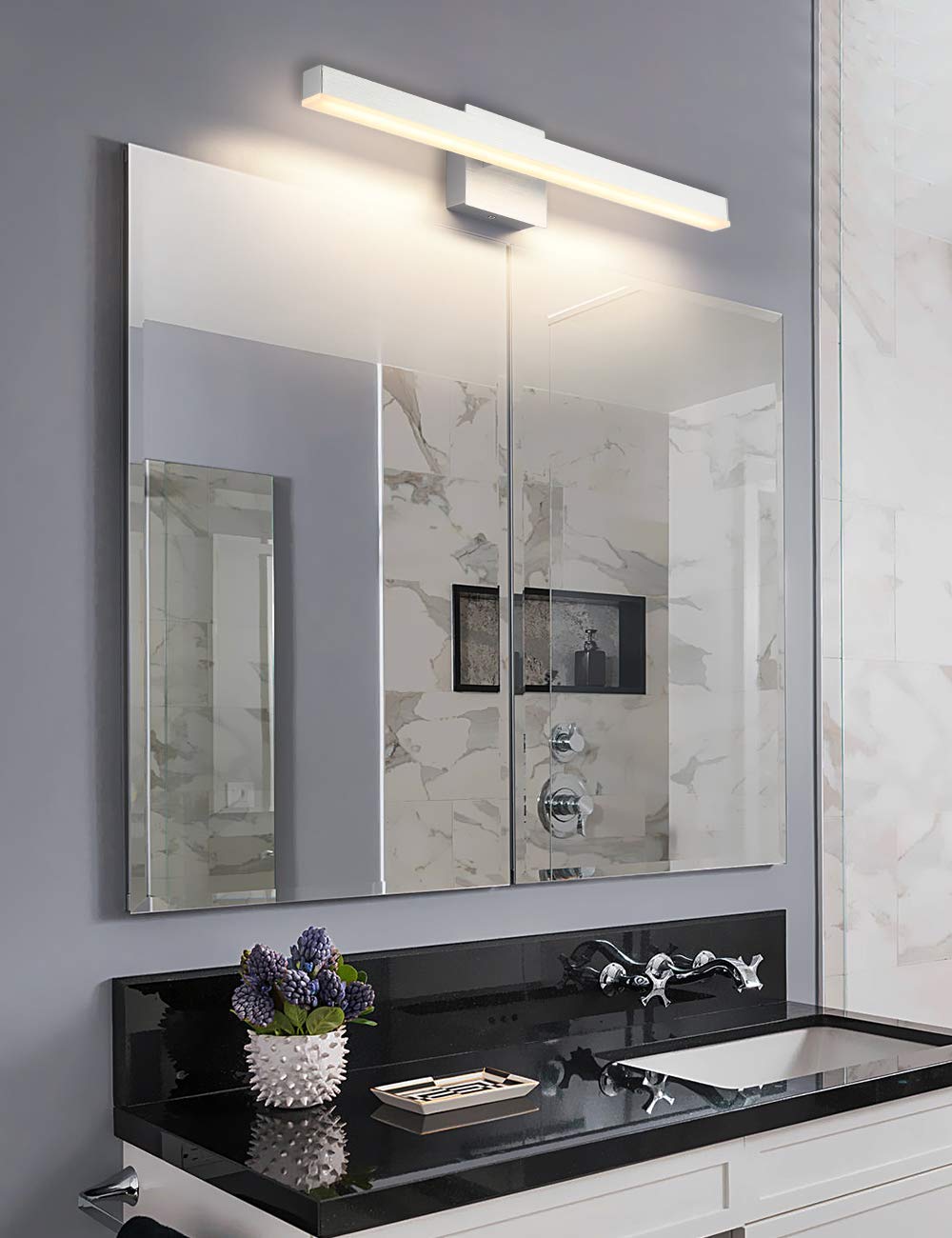 Joossnwell Black Bathroom Vanity Light Fixtures Dimmable 5CCT LED Bathroom Lighting Bar 15.75 Inch Modern Bath Lights Fixture Over Mirror 12W