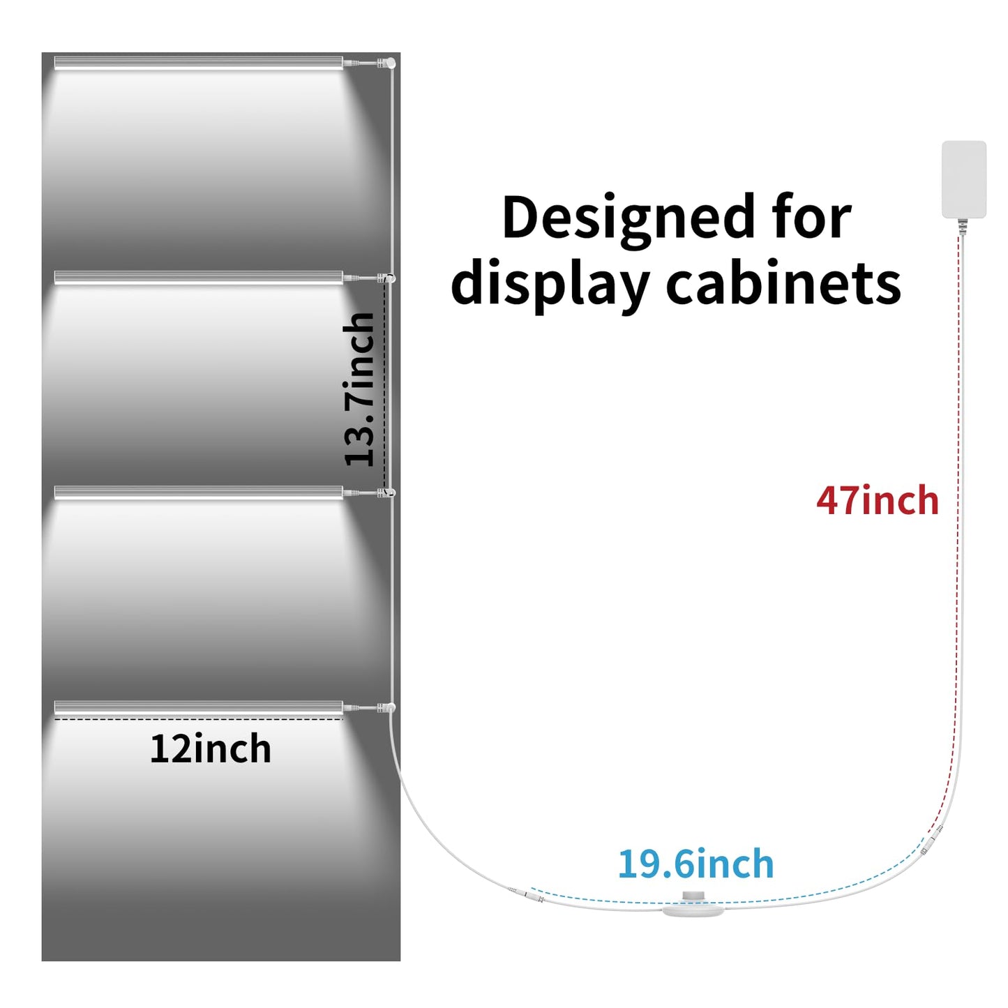 ASOKO Under Cabinet Led Light Plug in, Dimmable Daylight White 4500K, 3 Pack 12 inch Linkable Led Under Counter Lights for Kitchen, Shelf, Workbench, Cupboard, ETL Listed Plug 24V, UNO-LK 4500K