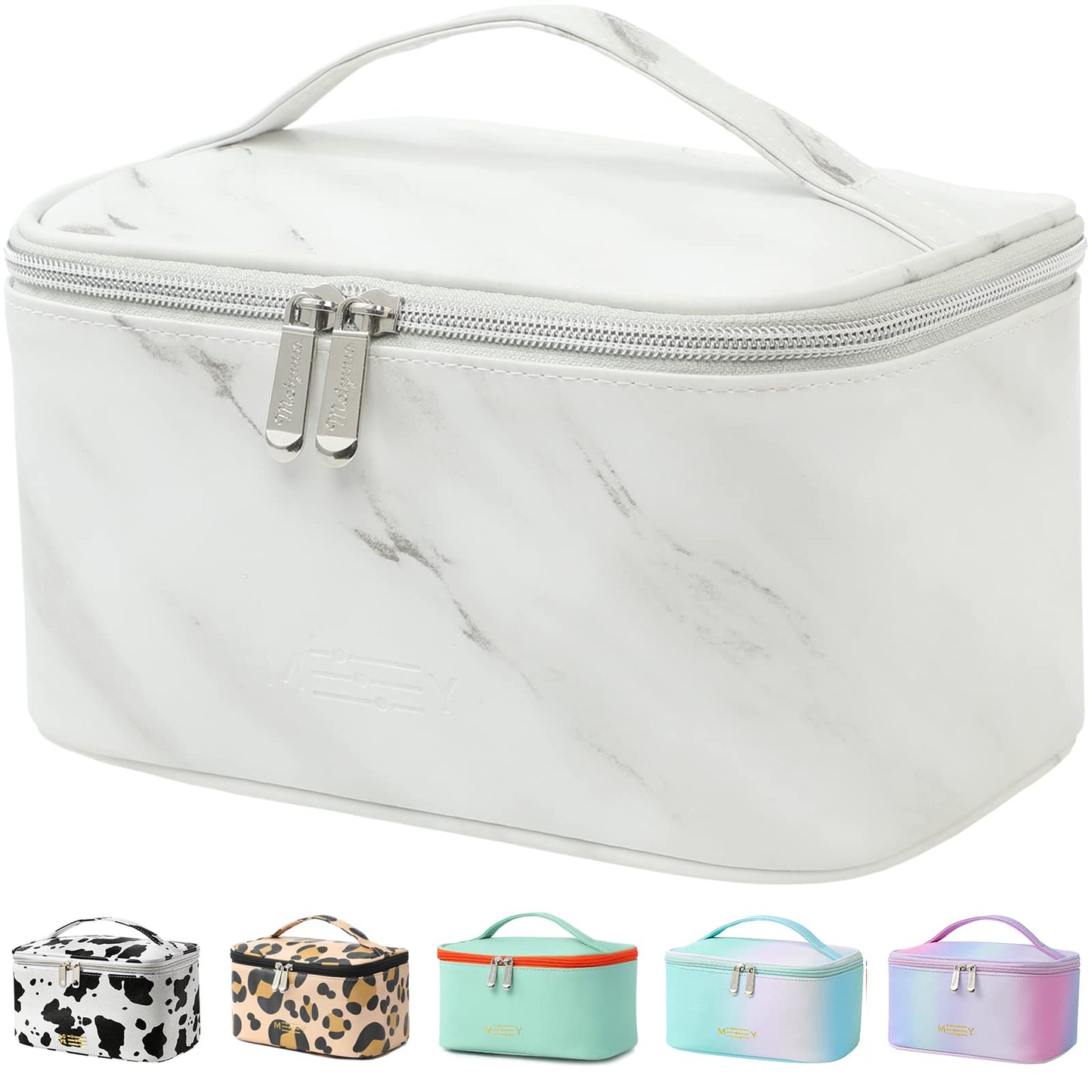 Meiyuuo Cute Makeup Bag Small Cosmetic Bags for Women Girls Gift for Teens Medium Pouch for Purse Essentials Toiletry Zip Pouch PU Waterproof Organizer Case (Cow Print)