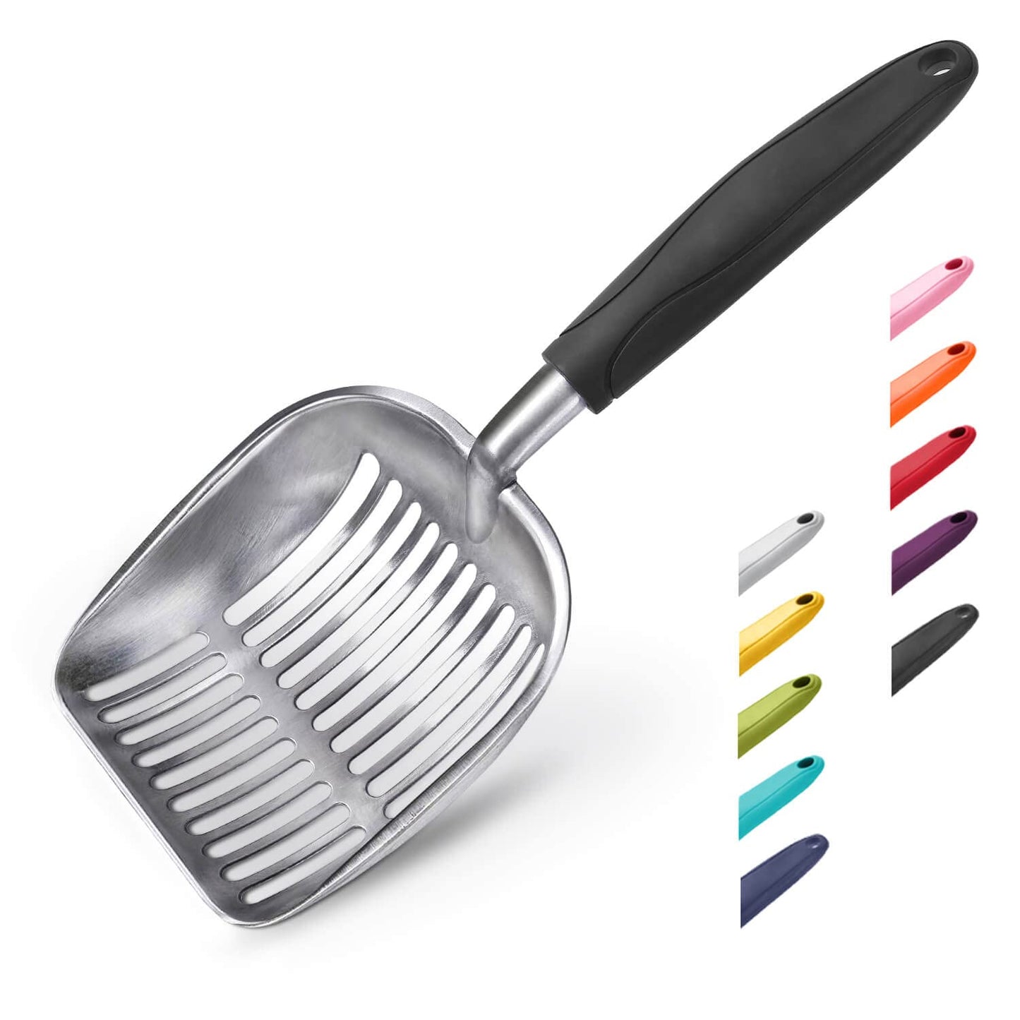 WePet Cat Litter Scoop, Aluminum Alloy Sifter, Kitty Metal Scooper, Deep Shovel, Long Handle, Poop Sifting, Kitten Pooper Lifter, Durable, Heavy Duty, for Litter Box