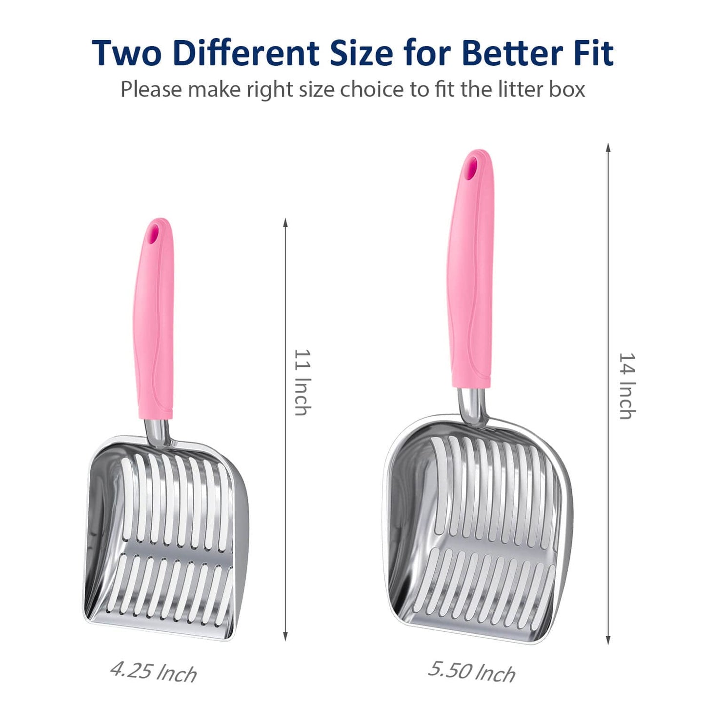 WePet Cat Litter Scoop, Aluminum Alloy Sifter, Kitty Metal Scooper, Deep Shovel, Long Handle, Poop Sifting, Kitten Pooper Lifter, Durable, Heavy Duty, for Litter Box