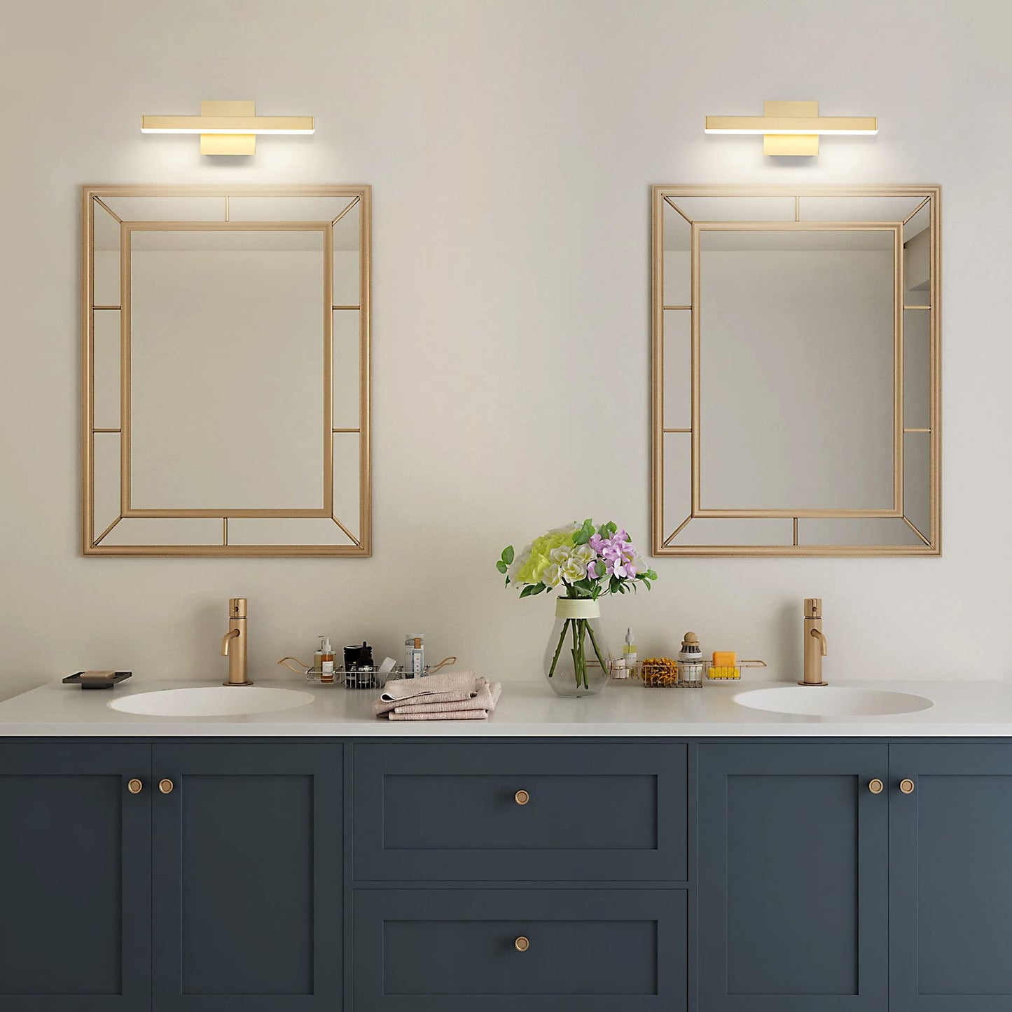 Joossnwell Black Bathroom Vanity Light Fixtures Dimmable 5CCT LED Bathroom Lighting Bar 15.75 Inch Modern Bath Lights Fixture Over Mirror 12W