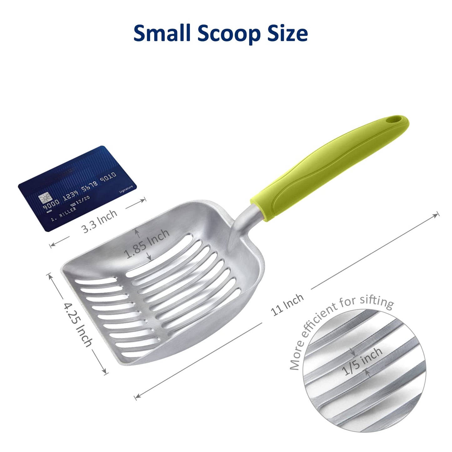 WePet Cat Litter Scoop, Aluminum Alloy Sifter, Kitty Metal Scooper, Deep Shovel, Long Handle, Poop Sifting, Kitten Pooper Lifter, Durable, Heavy Duty, for Litter Box