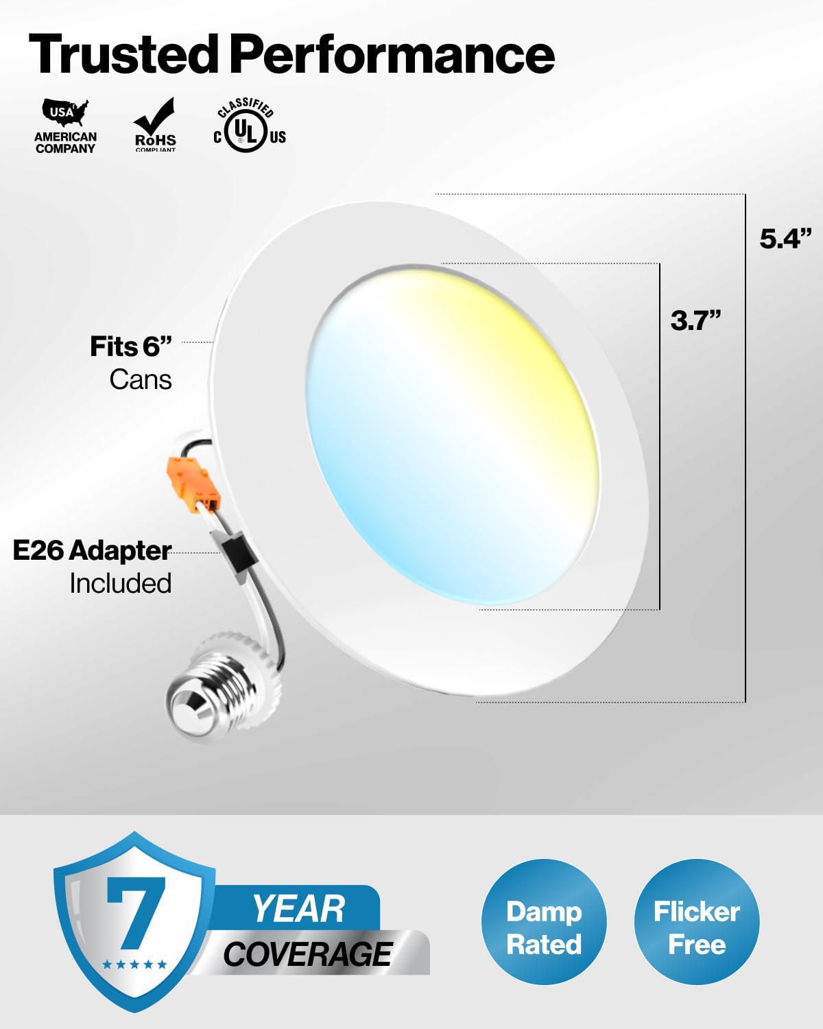 Sunco 12 Pack Retrofit LED Recessed Lighting 6 Inch, Can Lights for Ceiling, 1200 LM, 15W, Selectable CCT 2700K/3000K/4000K/5000K/6000K, Dimmable, Ultra Thin Flat Light Fixture UL