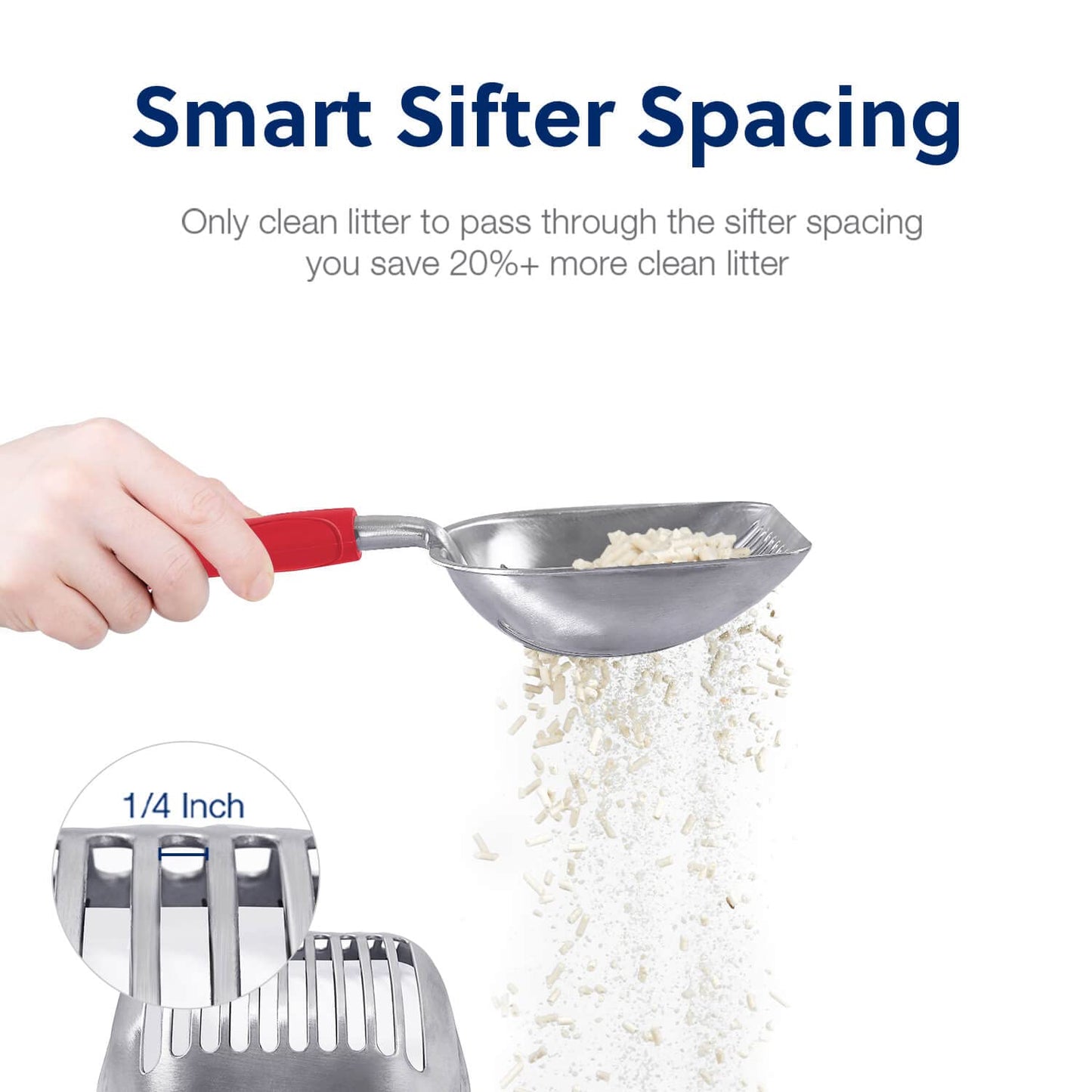 WePet Cat Litter Scoop, Aluminum Alloy Sifter, Kitty Metal Scooper, Deep Shovel, Long Handle, Poop Sifting, Kitten Pooper Lifter, Durable, Heavy Duty, for Litter Box