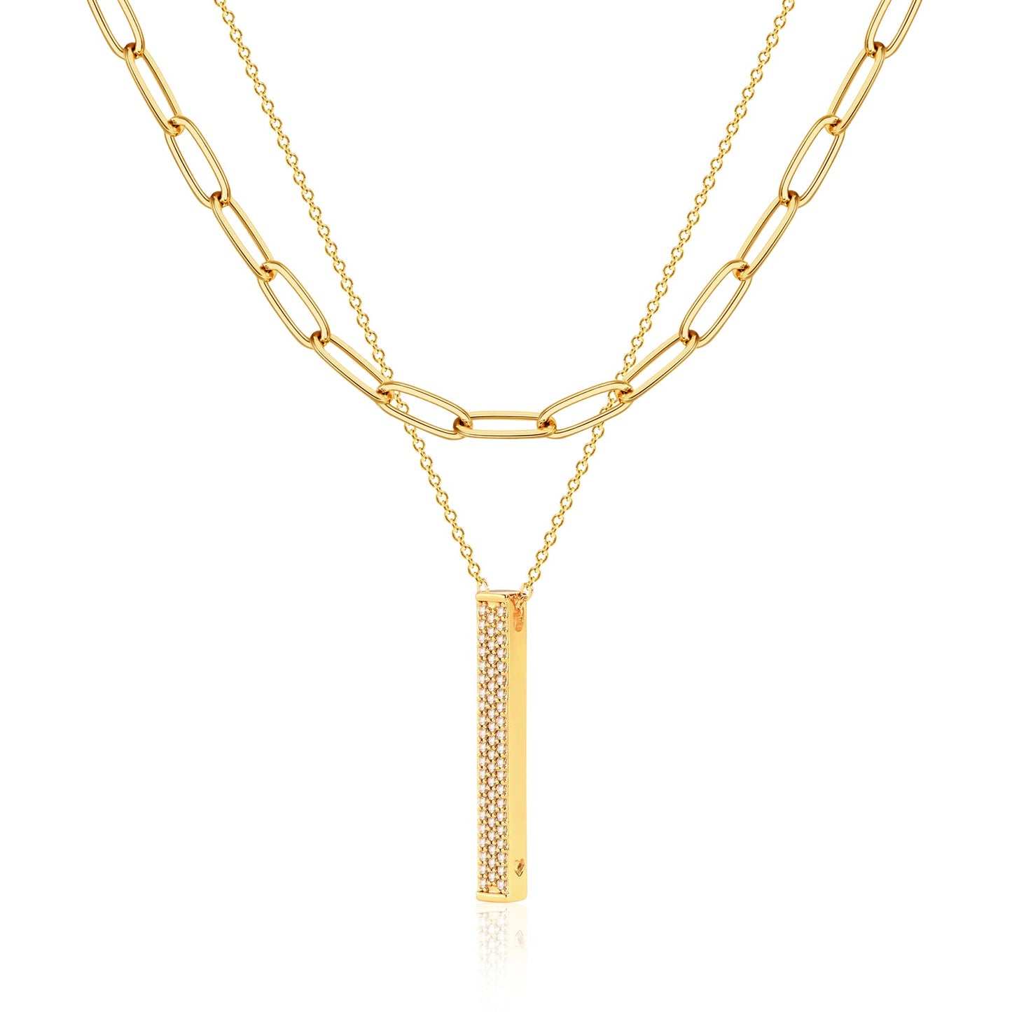 MEVECCO Layered Heart Necklace Pendant Handmade 18k Gold Plated Dainty Gold Choker Arrow Bar Layering Long Necklace for Women