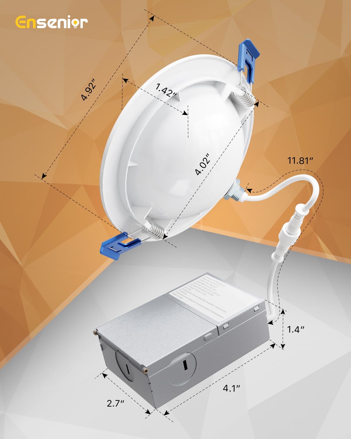 Ensenior 4 Pack 6 inch Gimbal Led Recessed Lighting with Night Light, 90° Rotatable and 2700K-5000K 5CCT Selectable, Dimmable Eyeball Recessed Lights, 1200LM, 12W=115W-FCC Certified