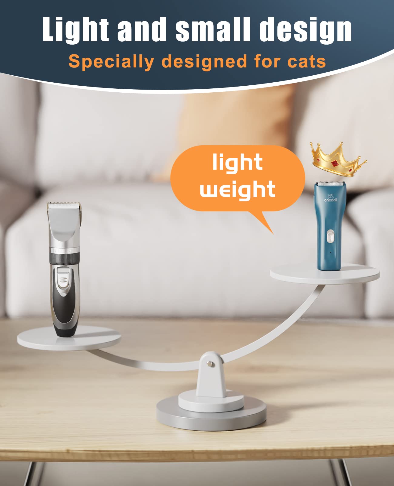 oneisall Pet Clipper for Cat Matted Hair, Pet Shaver for Cats Quiet Pet Hair Clippers Cordless Cat Clippers for Matted Hair Cat Clippers for Long Hair(Standard Blade)