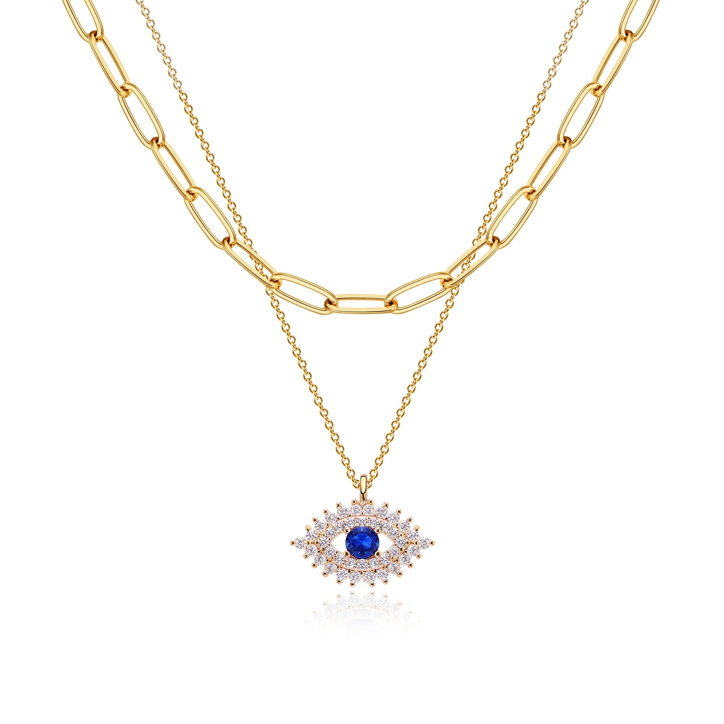 MEVECCO Layered Heart Necklace Pendant Handmade 18k Gold Plated Dainty Gold Choker Arrow Bar Layering Long Necklace for Women
