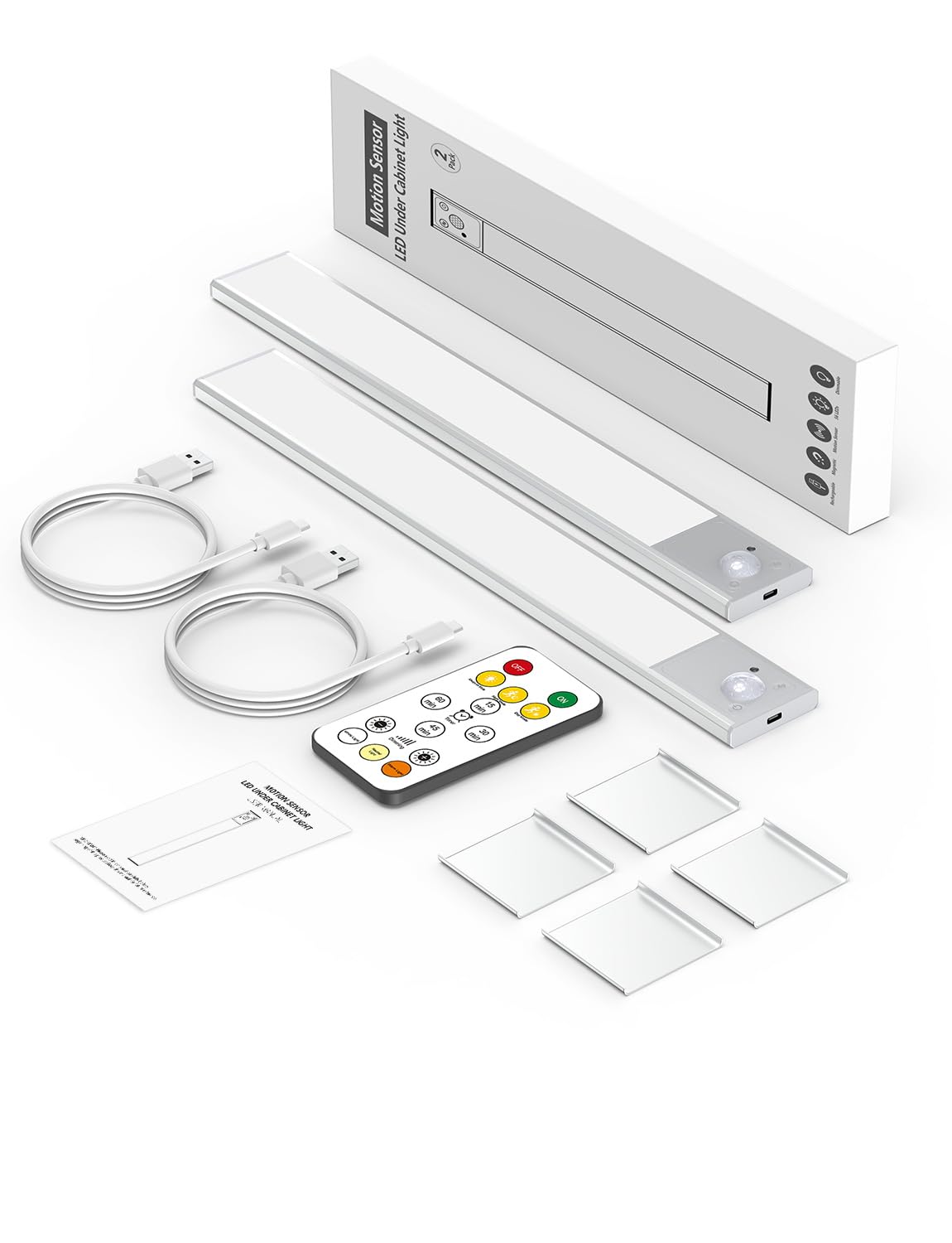 12" Thin Motion-Activated Under Cabinet Lighting, Aluminum Alloy Under Counter Lights for Kitchen, 3-Color-Temps Magnetic Closet Lights, Rechargeable Motion Sensor Light Indoor (4Pack, Silver)
