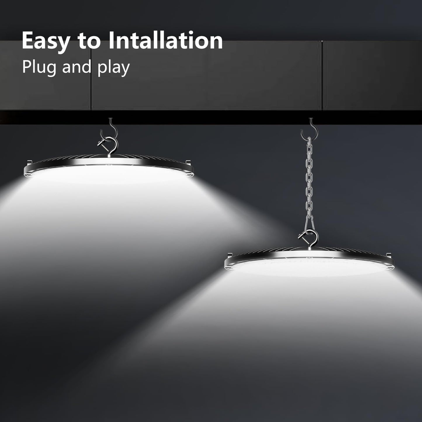 12 Pack High Bay Led Shop Lights - 200W Super Bright Waterproof UFO Led with Plug 5' Cable and Hook Ring, Shop Lights for Garage Factory Gym Workshop