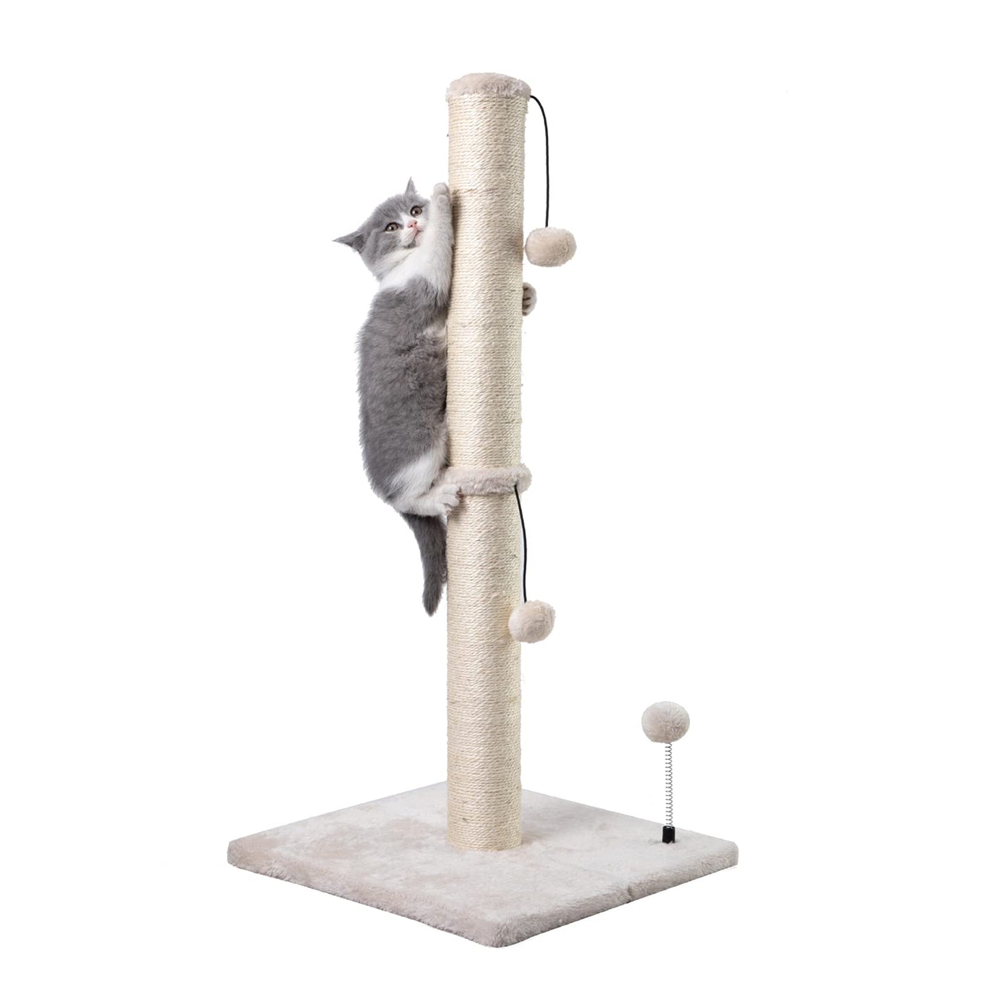 Cat Scratching Post Premium Basics Kitten Scratcher Sisal Scratch Posts with Hanging Ball 22in for Kittens or Smaller Cats (22 inches for Kitten, Beige)