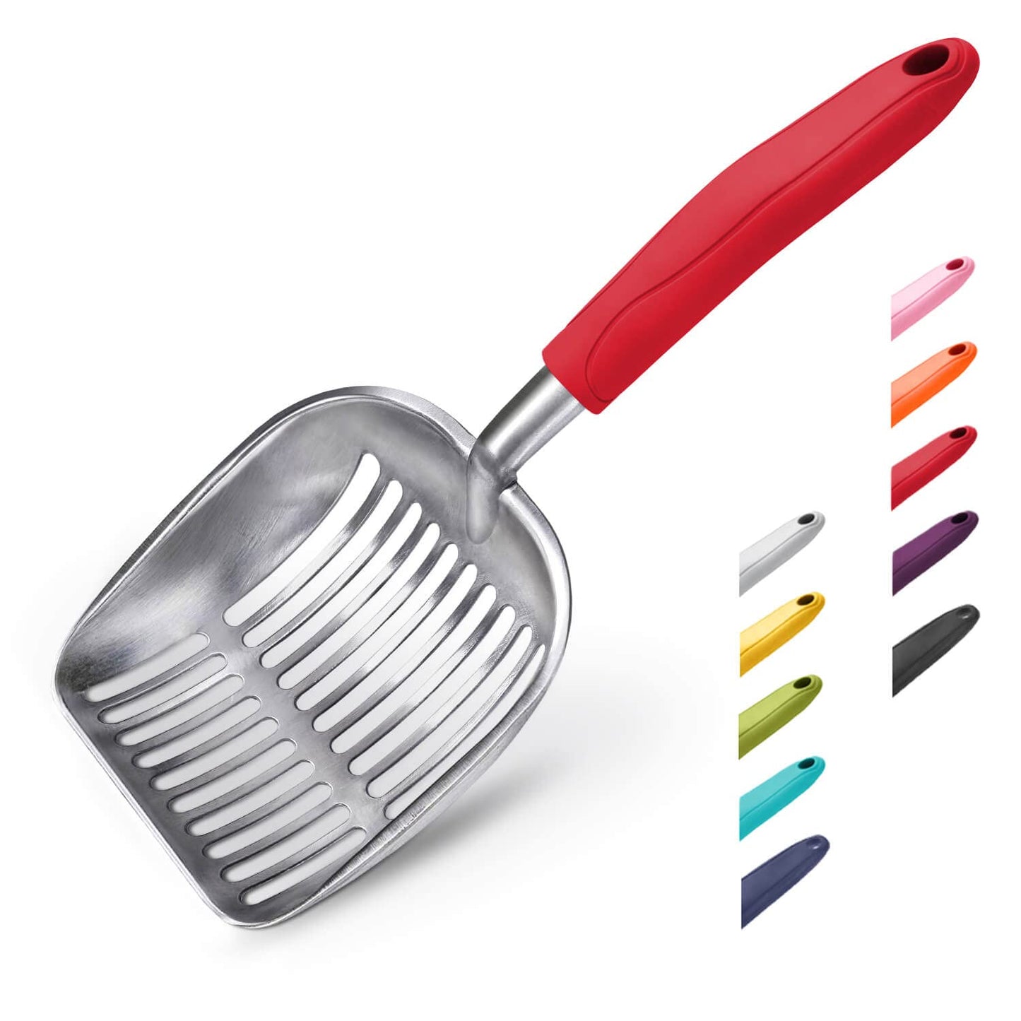 WePet Cat Litter Scoop, Aluminum Alloy Sifter, Kitty Metal Scooper, Deep Shovel, Long Handle, Poop Sifting, Kitten Pooper Lifter, Durable, Heavy Duty, for Litter Box