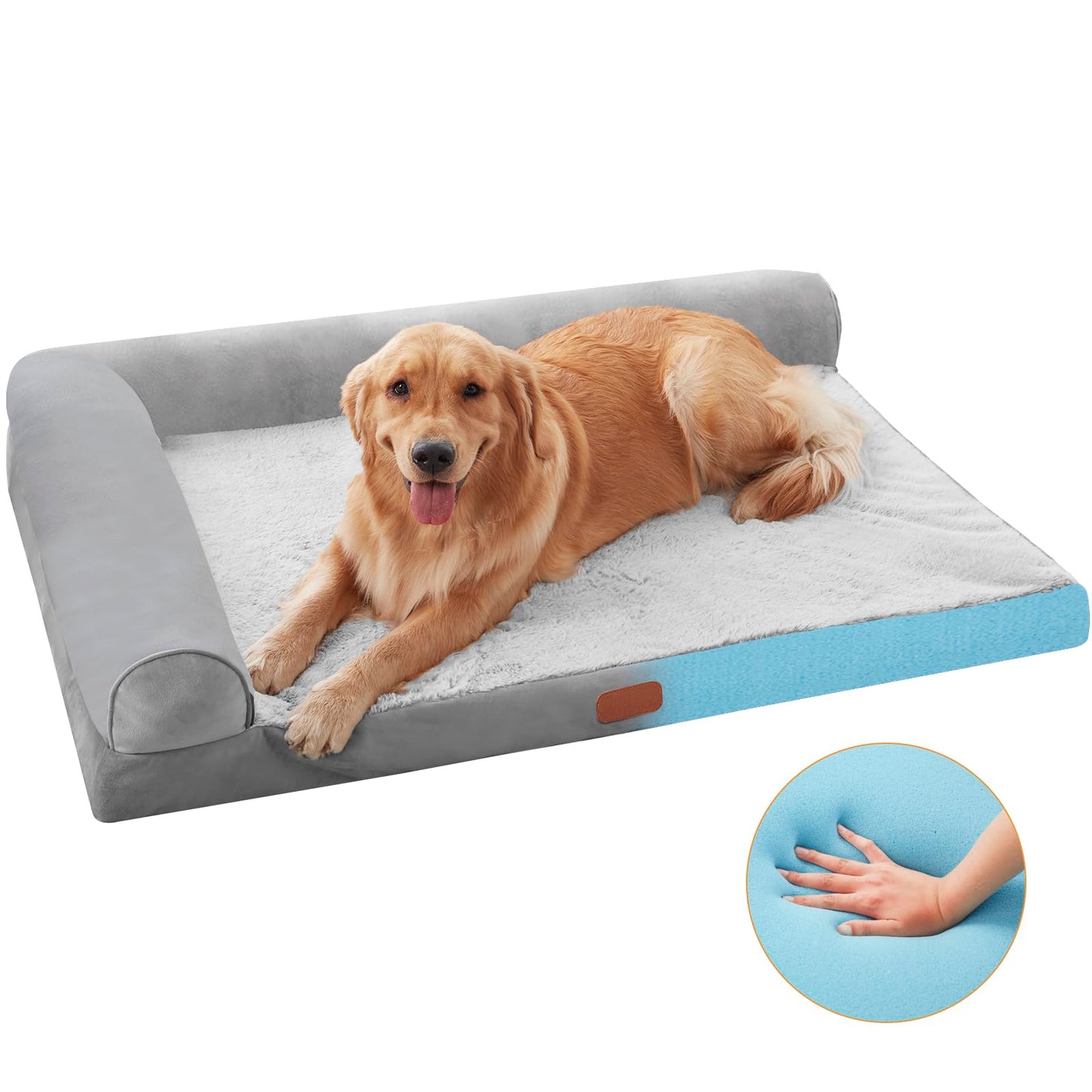 Orthopedic Memory Foam Dog Beds for Medium Dogs Waterproof Durable Dog Pet Bed Comfy Dog Couch Bed with Washable Removable Cover Bolster Kennel Pad for Dogs Up to 35lbs (M,30"x20"x6")
