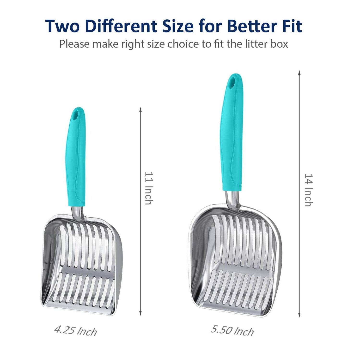 WePet Cat Litter Scoop, Aluminum Alloy Sifter, Kitty Metal Scooper, Deep Shovel, Long Handle, Poop Sifting, Kitten Pooper Lifter, Durable, Heavy Duty, for Litter Box