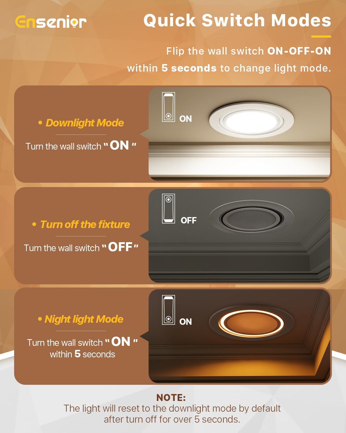 Ensenior 4 Pack 6 inch Gimbal Led Recessed Lighting with Night Light, 90° Rotatable and 2700K-5000K 5CCT Selectable, Dimmable Eyeball Recessed Lights, 1200LM, 12W=115W-FCC Certified
