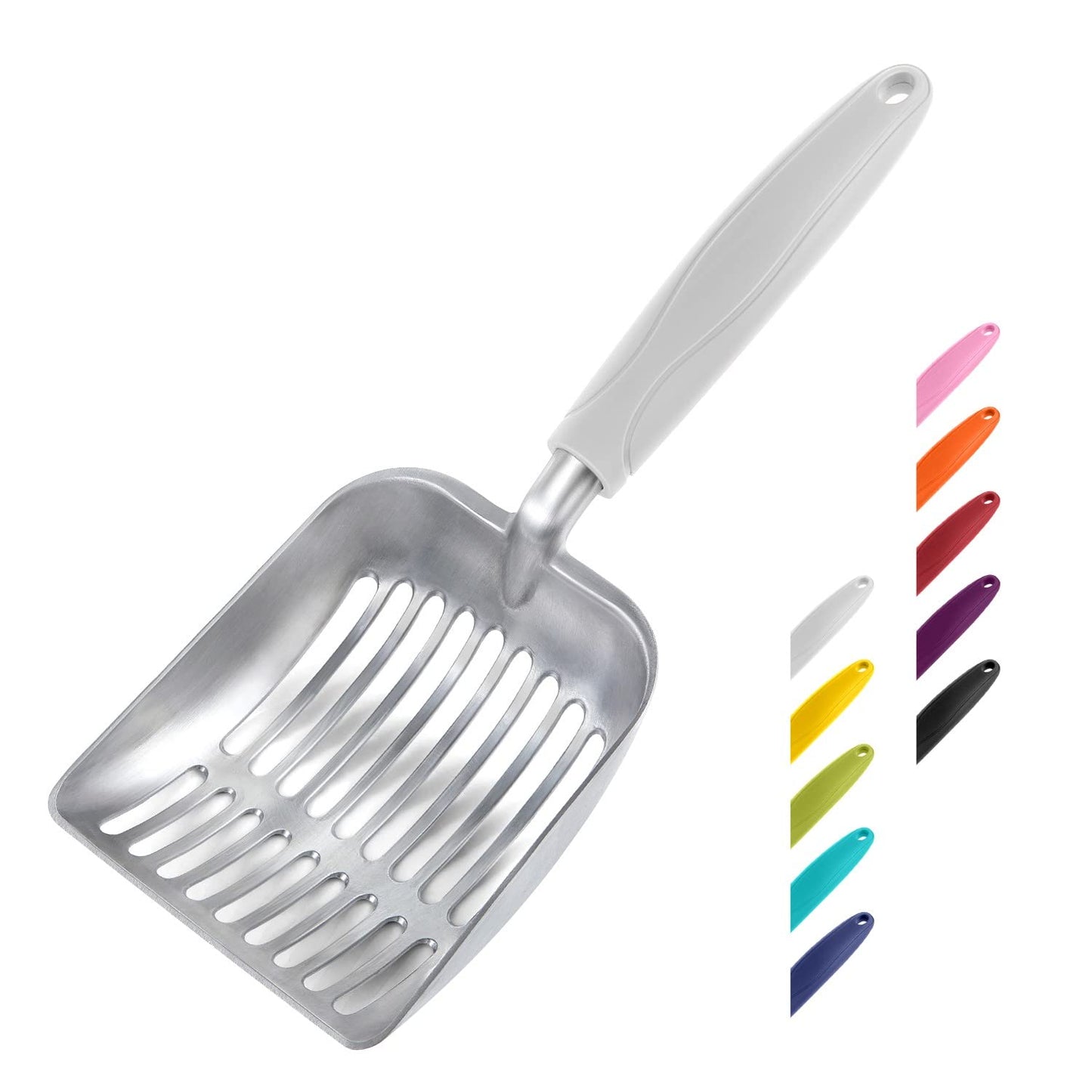 WePet Cat Litter Scoop, Aluminum Alloy Sifter, Kitty Metal Scooper, Deep Shovel, Long Handle, Poop Sifting, Kitten Pooper Lifter, Durable, Heavy Duty, for Litter Box