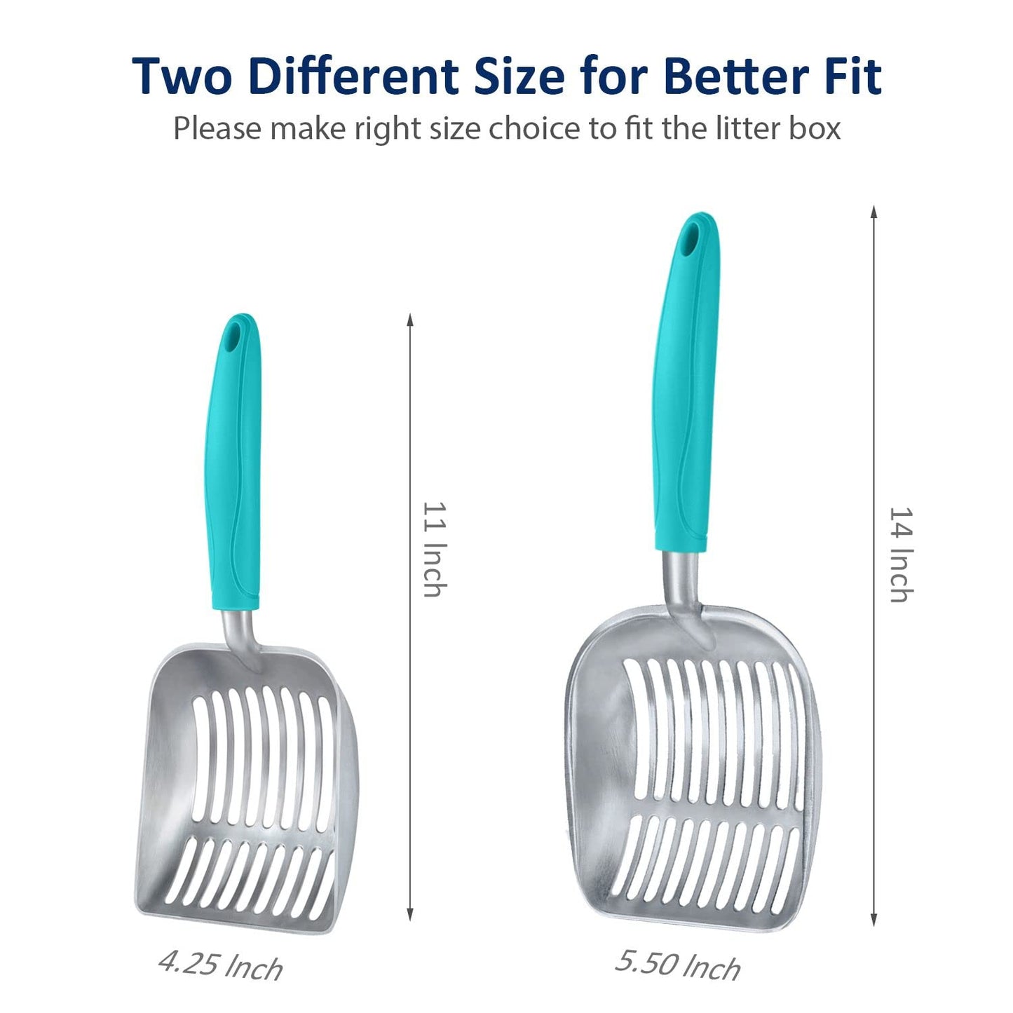 WePet Cat Litter Scoop, Aluminum Alloy Sifter, Kitty Metal Scooper, Deep Shovel, Long Handle, Poop Sifting, Kitten Pooper Lifter, Durable, Heavy Duty, for Litter Box