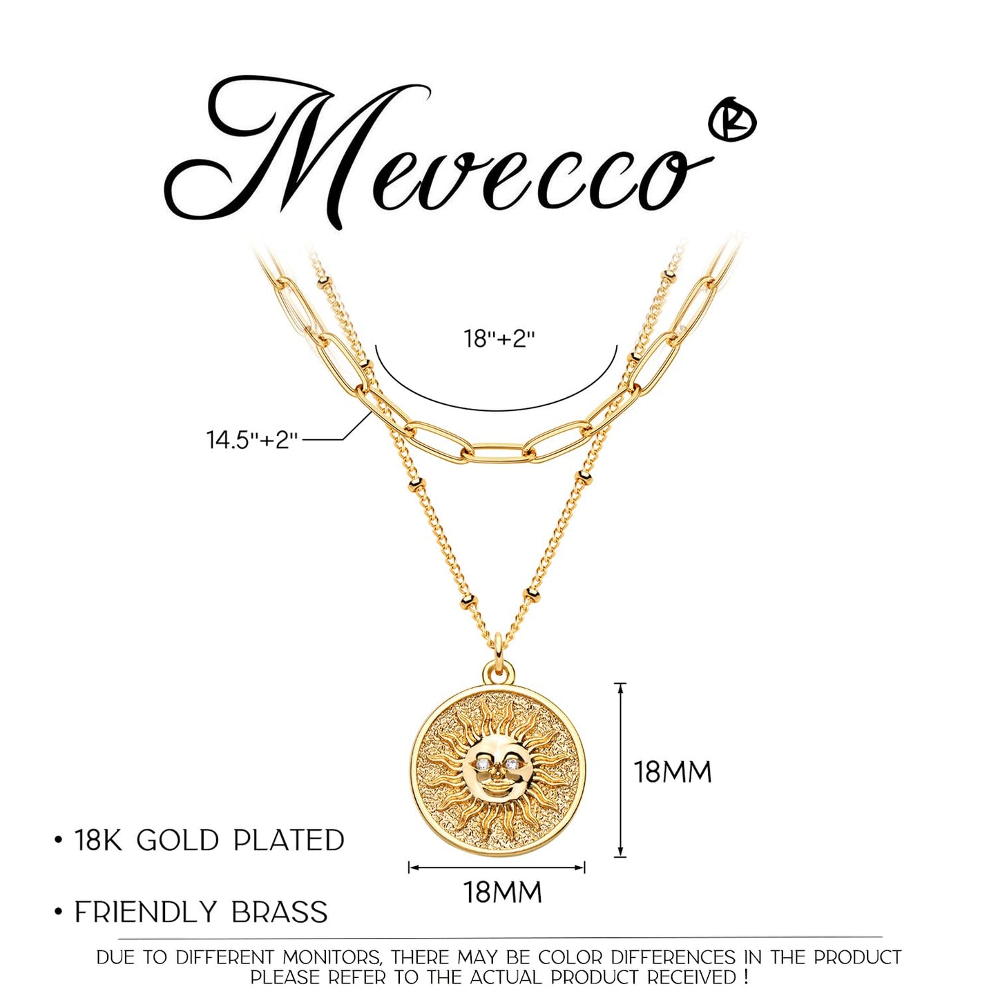 MEVECCO Layered Heart Necklace Pendant Handmade 18k Gold Plated Dainty Gold Choker Arrow Bar Layering Long Necklace for Women