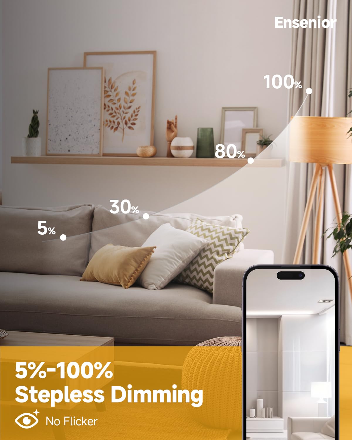 Ensenior 12 Pack 4 inch 5CCT LED Gimbal Led Recessed Light with Junction Box, 360°+90° Adjustable Directional Eyeball Lighting, Dimmable, 2700K/3000K/3500K/4000K/5000K, 950LM, 10W=85W-ETL&FCC