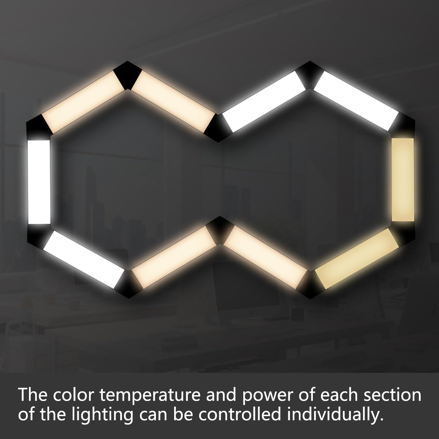 20FT LED Linear Light, 250W Pendant Light Fixtures, 0~10V Remote Switch, 3000K 4000K 6000K Color Changing Function, Combination Black Ceiling Shop Light, Suspended Office Lighting Fixture