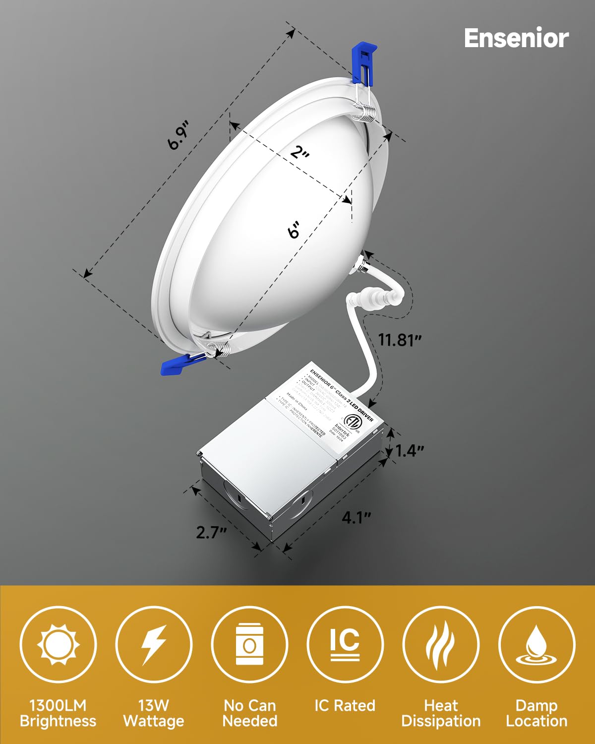 Ensenior 4 Pack 4 inch 5CCT LED Gimbal Led Recessed Light with Junction Box, 360°+90° Adjustable Directional Eyeball Lighting, Dimmable, 2700K/3000K/3500K/4000K/5000K, 950LM, 10W=85W-ETL&FCC