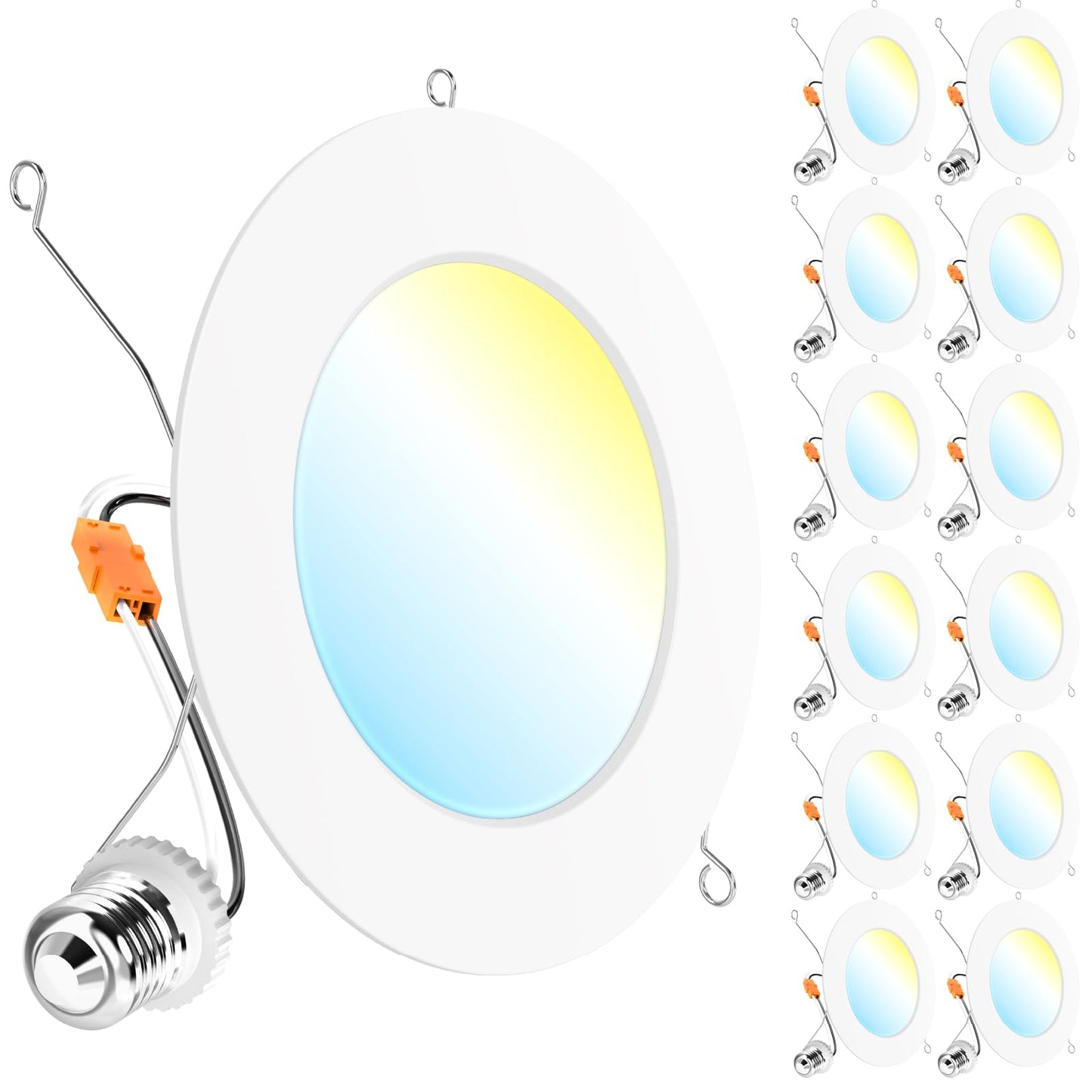 Sunco 12 Pack Retrofit LED Recessed Lighting 6 Inch, Can Lights for Ceiling, 1200 LM, 15W, Selectable CCT 2700K/3000K/4000K/5000K/6000K, Dimmable, Ultra Thin Flat Light Fixture UL