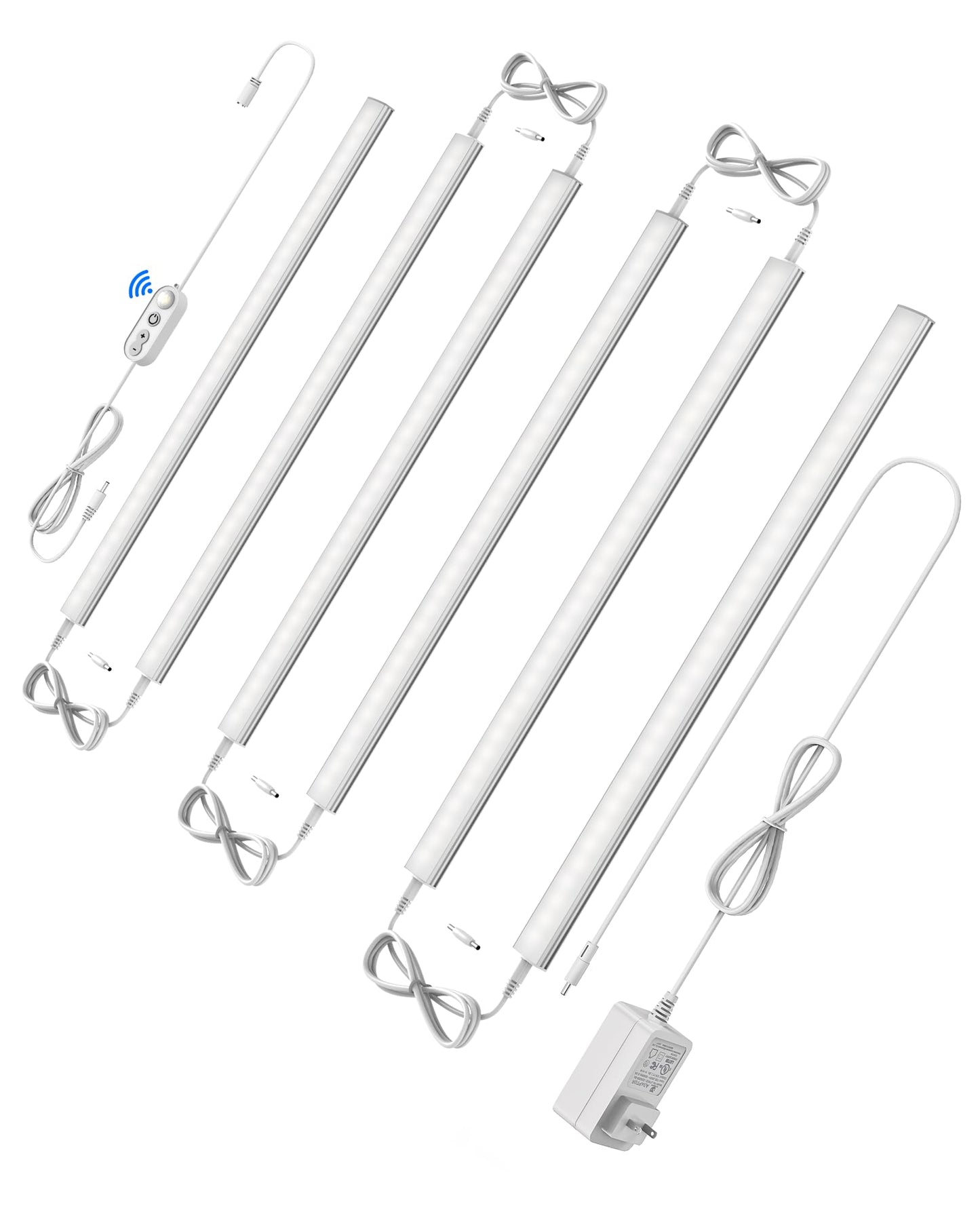 ASOKO Under Cabinet Led Light Plug in, Dimmable Daylight White 4500K, 3 Pack 12 inch Linkable Led Under Counter Lights for Kitchen, Shelf, Workbench, Cupboard, ETL Listed Plug 24V, UNO-LK 4500K