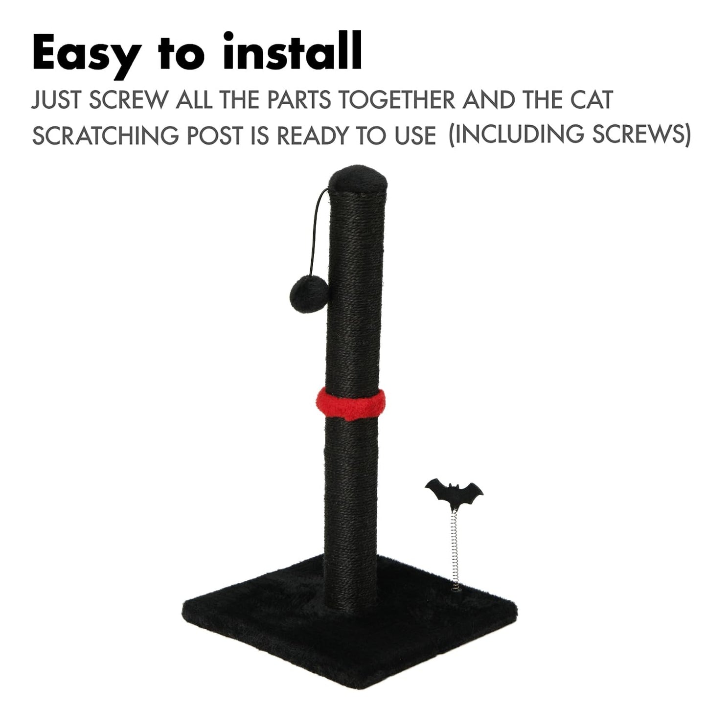 Cat Scratching Post Premium Basics Kitten Scratcher Sisal Scratch Posts with Hanging Ball 22in for Kittens or Smaller Cats (22 inches for Kitten, Beige)