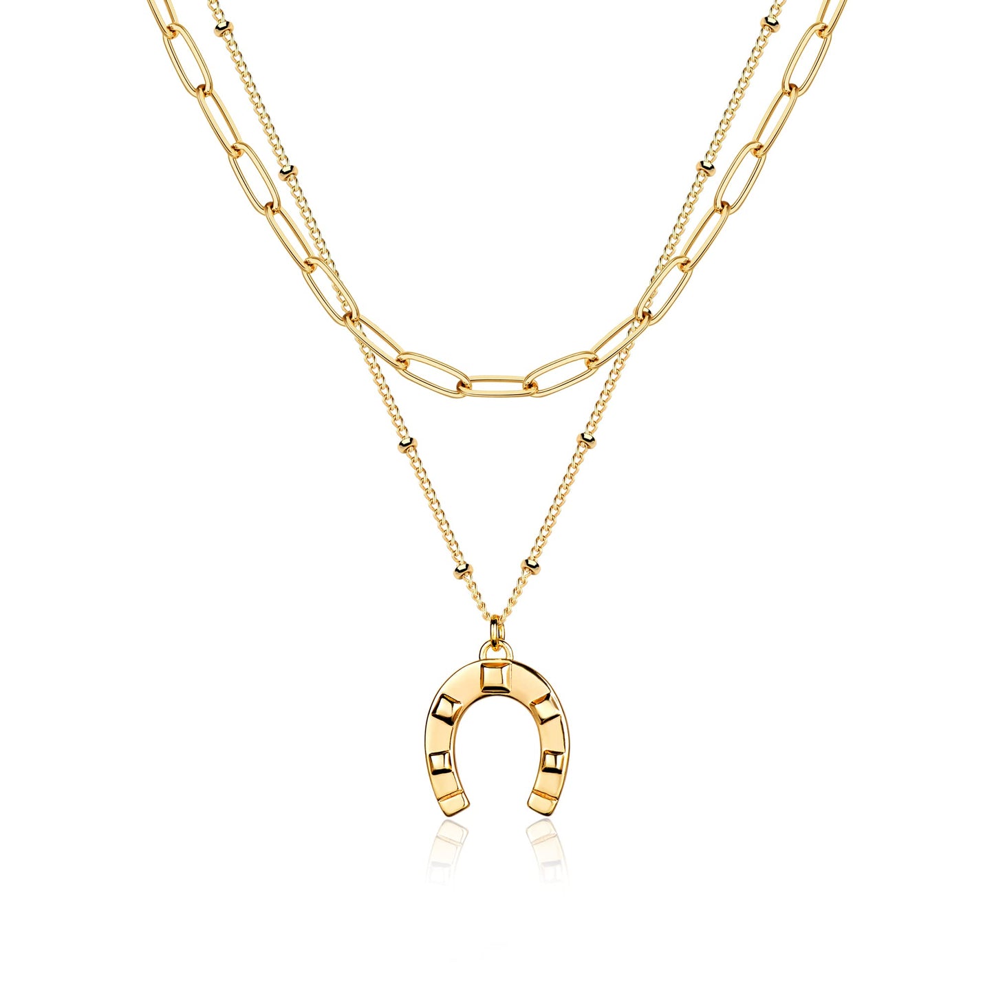 MEVECCO Layered Heart Necklace Pendant Handmade 18k Gold Plated Dainty Gold Choker Arrow Bar Layering Long Necklace for Women