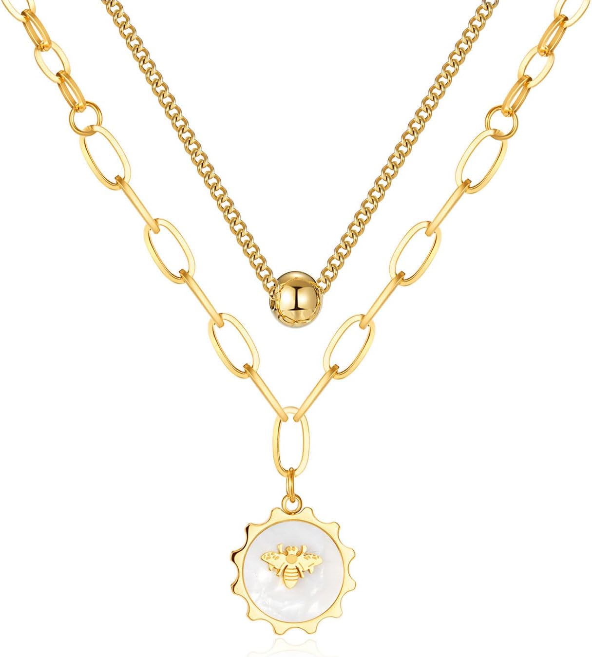 Bee Pendant Layering Necklaces for Women, Popular Items, Bee Necklace, Cute Necklaces, Aesthetic Things, Stackable Necklaces for Women