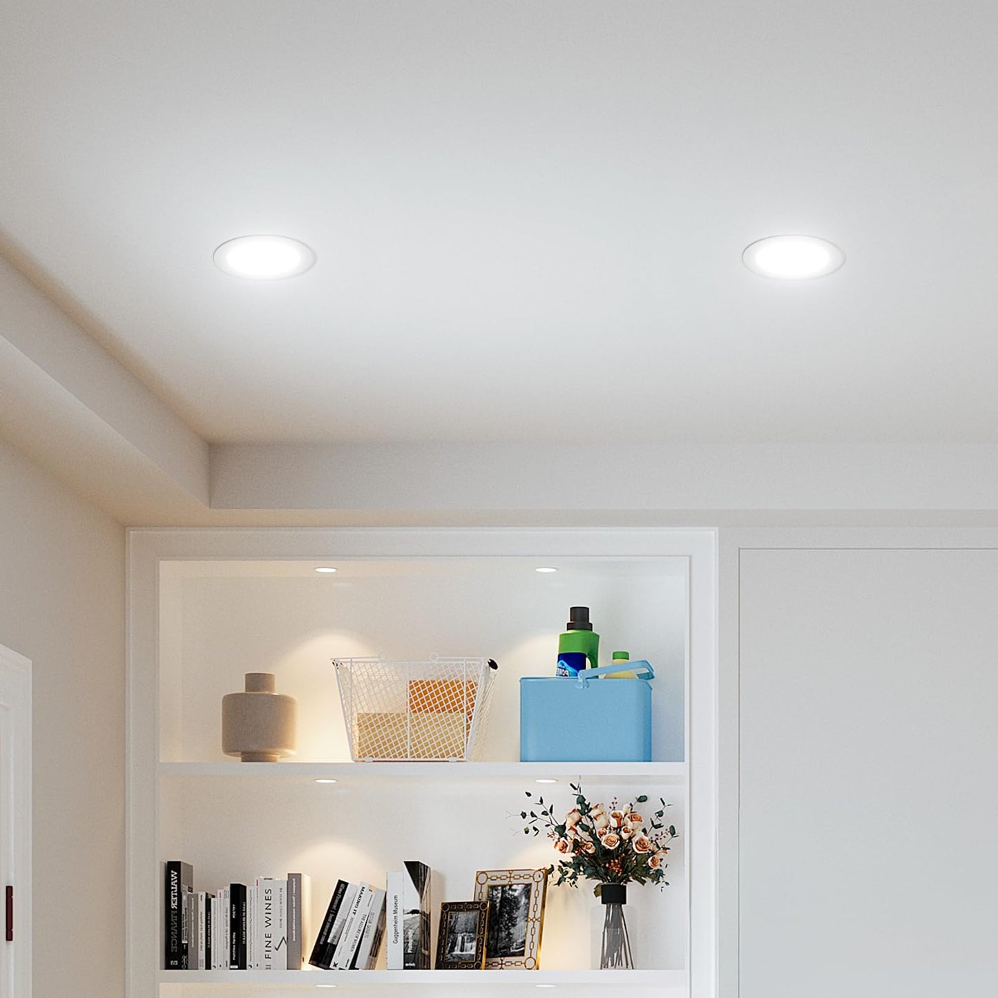 Amico 12 Pack 6 Inch 5CCT Ultra-Thin LED Recessed Ceiling Light with Junction Box, 1050LM Brightness, Dimmable Canless Wafer Downlight, 12W, ETL&FCC
