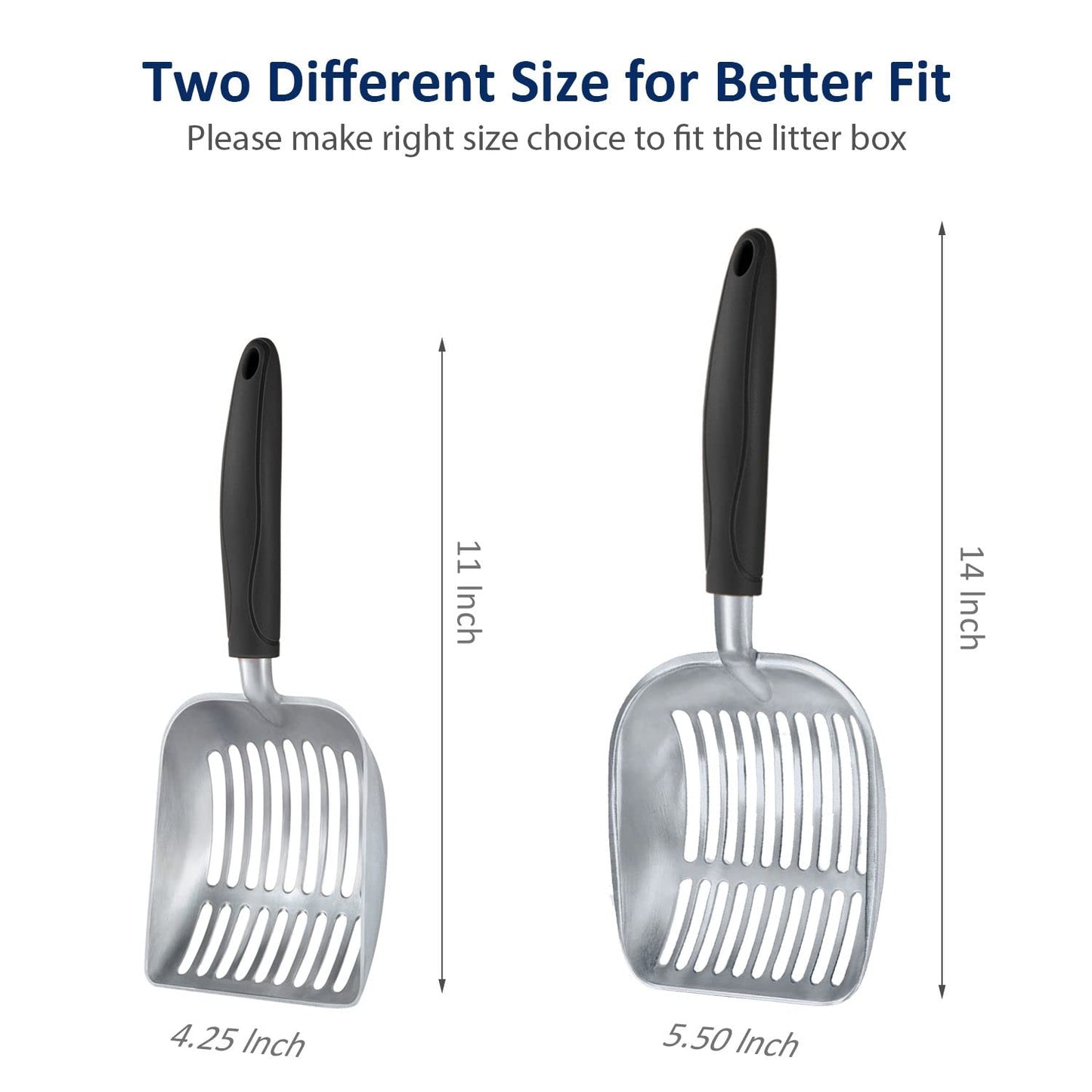WePet Cat Litter Scoop, Aluminum Alloy Sifter, Kitty Metal Scooper, Deep Shovel, Long Handle, Poop Sifting, Kitten Pooper Lifter, Durable, Heavy Duty, for Litter Box
