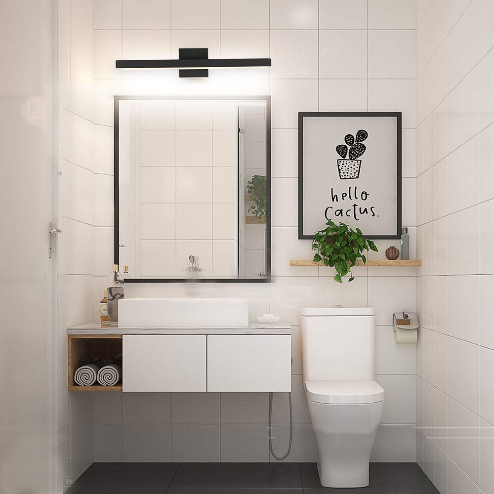 Joossnwell Black Bathroom Vanity Light Fixtures Dimmable 5CCT LED Bathroom Lighting Bar 15.75 Inch Modern Bath Lights Fixture Over Mirror 12W