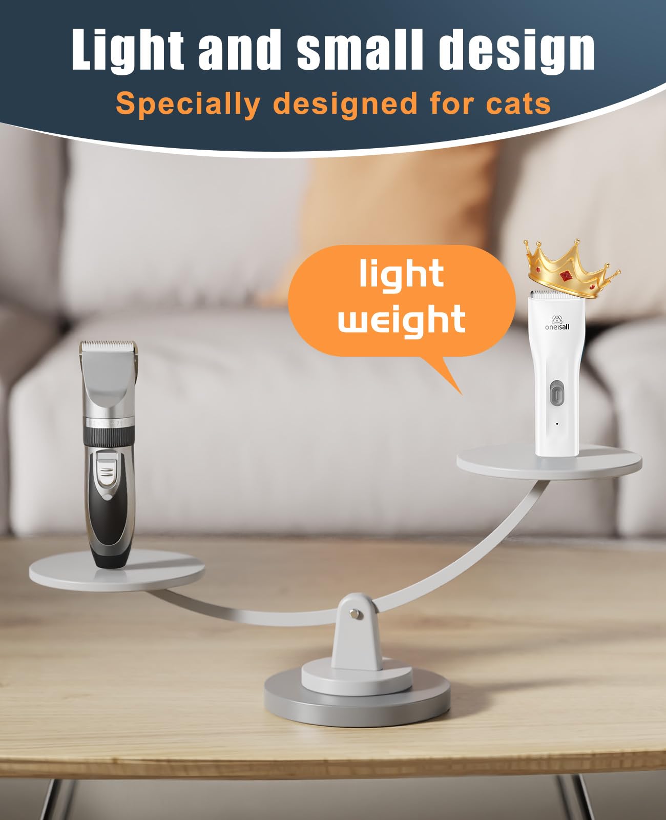 oneisall Pet Clipper for Cat Matted Hair, Pet Shaver for Cats Quiet Pet Hair Clippers Cordless Cat Clippers for Matted Hair Cat Clippers for Long Hair(Standard Blade)