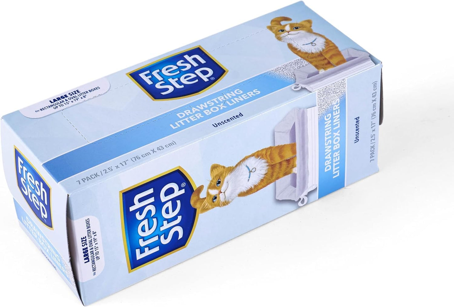 Fresh Step Drawstring Cat Litter Box Liners, Unscented, Size Jumbo, 36" x 19" | Kitty Litter Bags - 15 Count - Cat Litter Liners for Rectangle or Oval Large Litterboxes