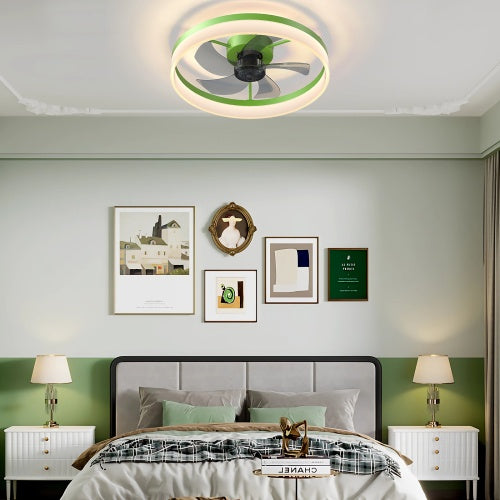 Ceiling Fan With Light Dimmable LED Recessed Mount Slim Modern Ceiling Fan