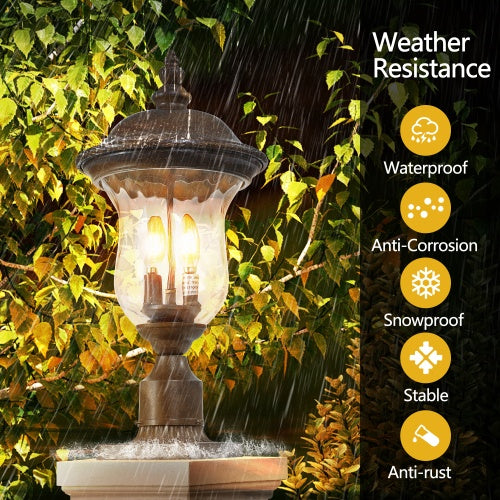 Vintage Outdoor Light Pole Lights, Waterproof Garden Patio Lights, Walkway & Driveway Lighting - One Piece No Bulb