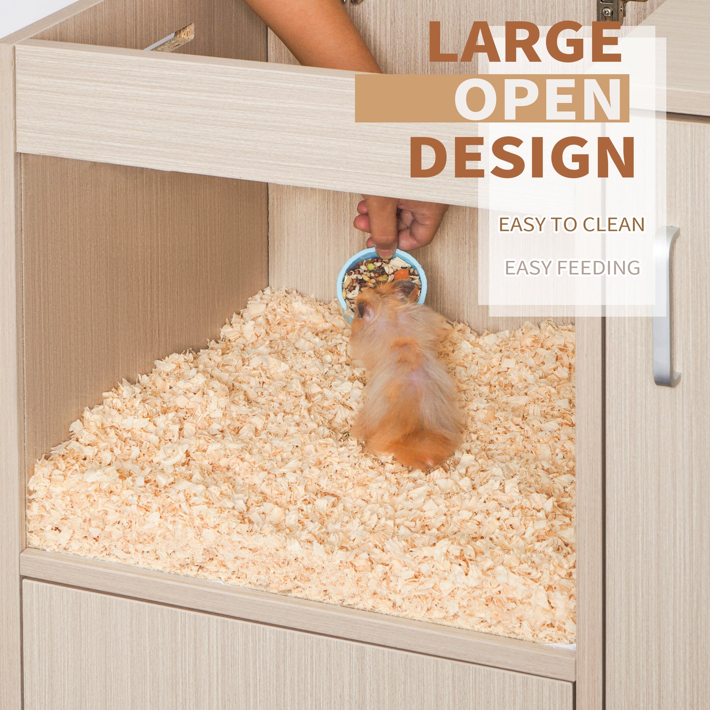 Guinea pig cage, 4 layers of hamster cage wood, with storage cabinet, mouse cage, openable top, acrylic window ,X-Large
