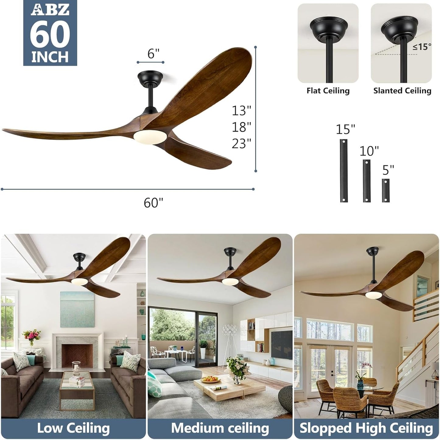 60 Inch Walnut Ceiling Fan With Dimmable LED Lighting-4