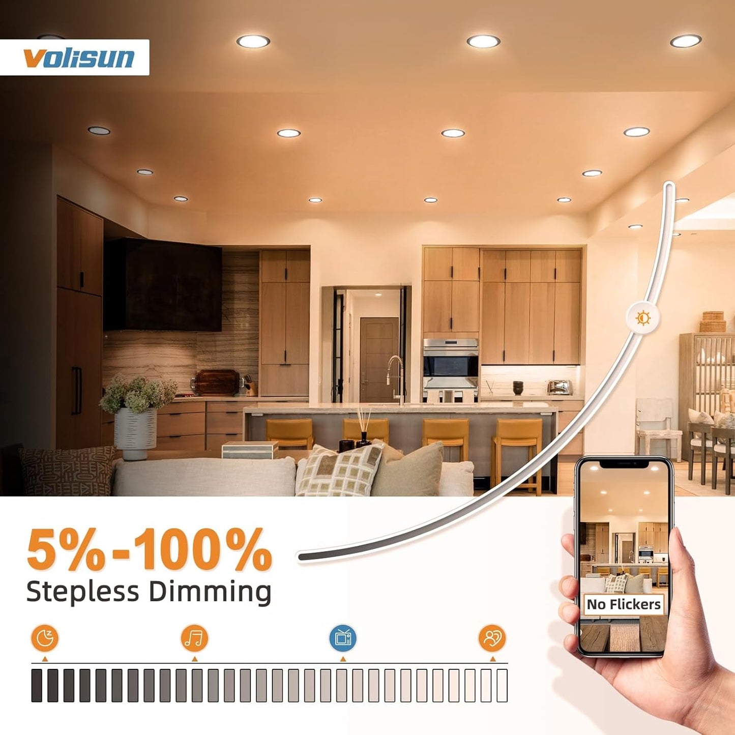 24 Pack 6 Inch Recessed Lighting, 5CCT LED Black Recessed Light,