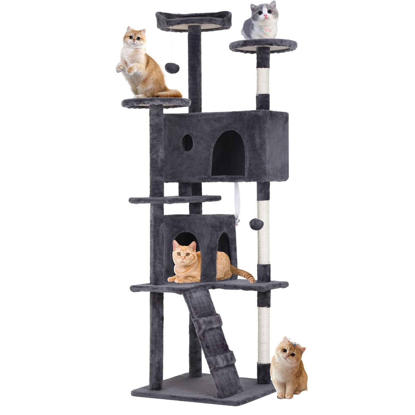BestPet 54in Cat Tree Tower for Indoor Cats,Multi-Level Furniture Activity Center with Scratching Posts Stand House Condo Funny Toys Kittens Pet Play House,Dark Gray