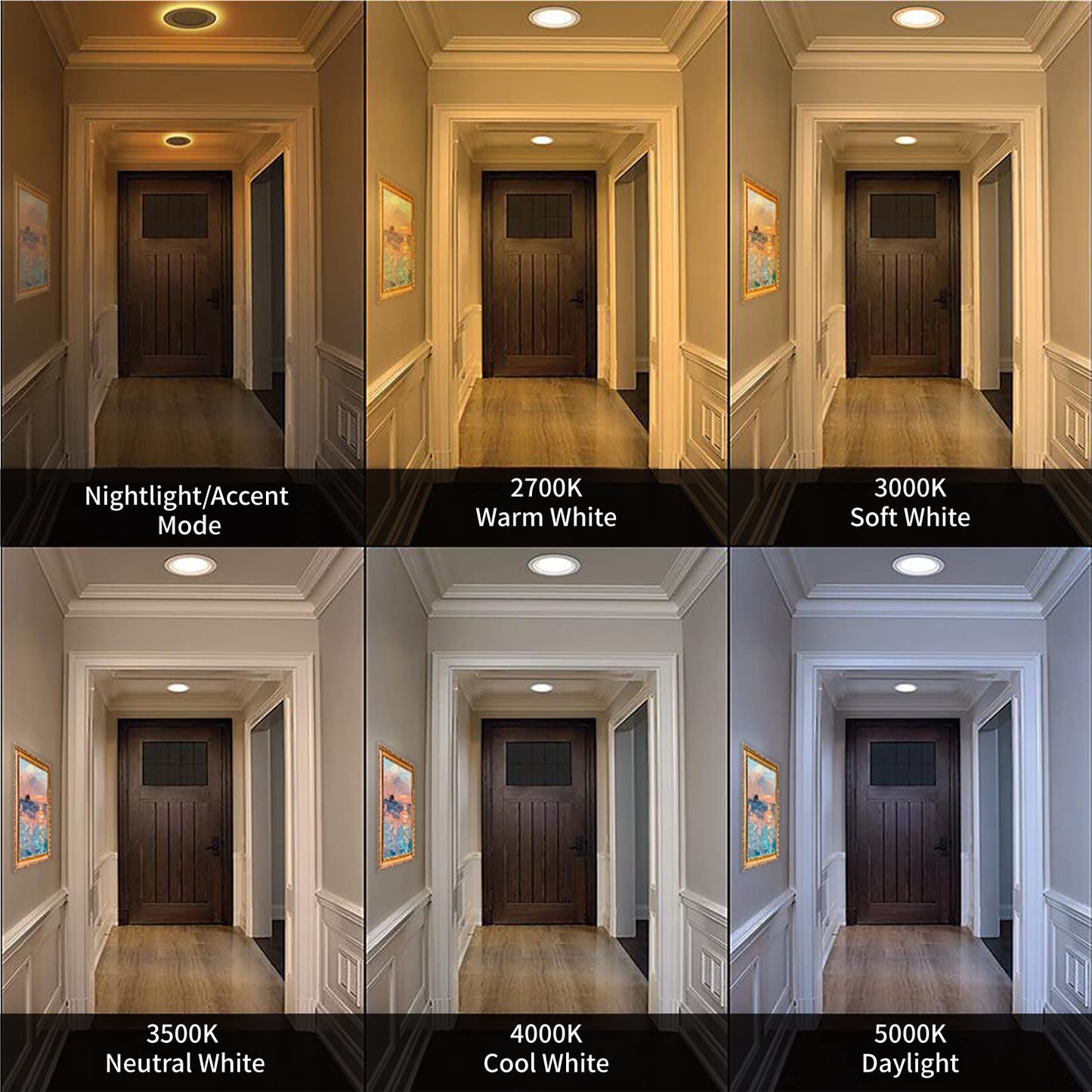 Meconard 12 Pack 6 Inch 5CCT LED Canless Recessed Lighting with Night Light, 2700K/3000K/3500K/4000K/5000K Selectable Ultra-Thin LED Ceiling Lights, 12W=110W, 1050LM, Dimmable Wafer Downlight ETL&FCC