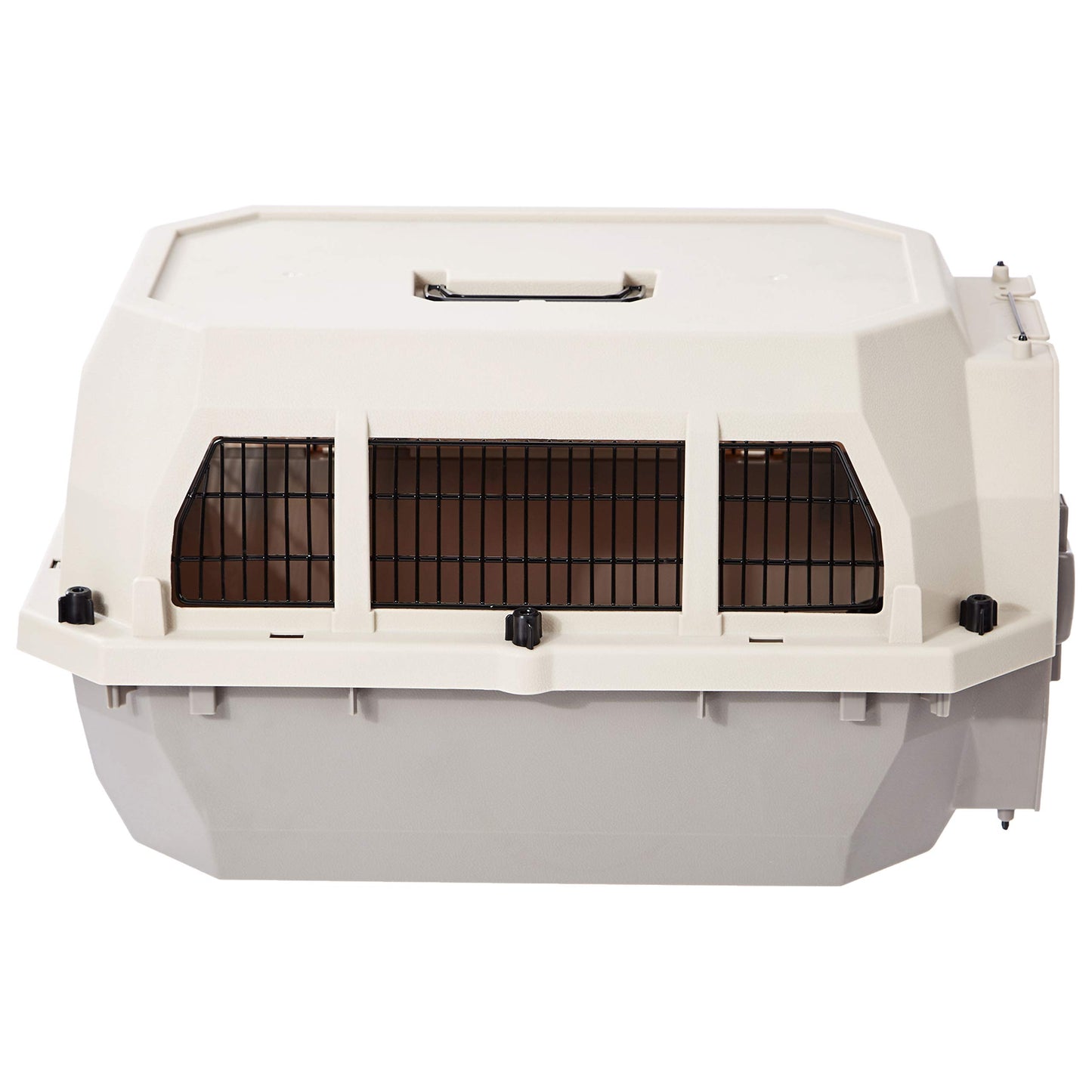 Amazon Basics 2-Door Top-Load Hard-Sided Dogs, Cats Pet Travel Carrier, Gray & Blue, 22.8"L x 15.0"W x 13.0"H