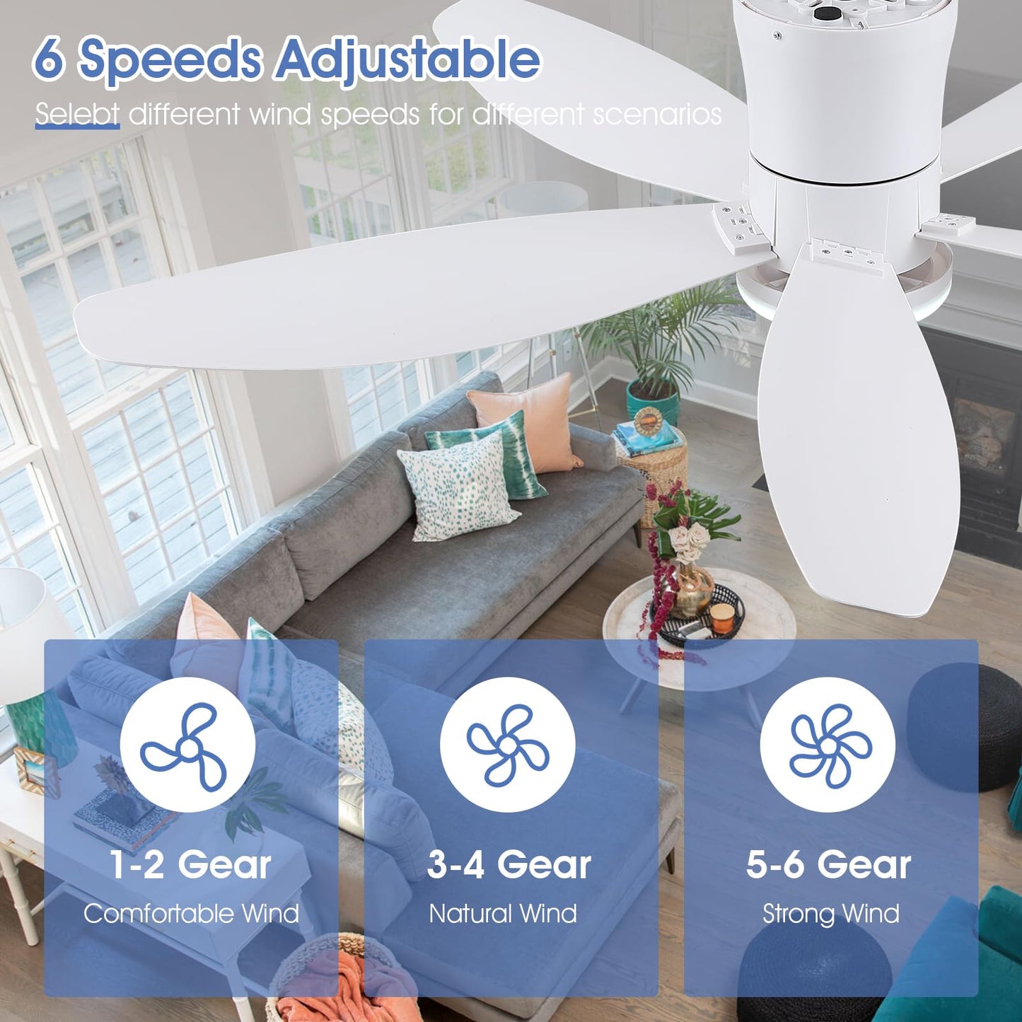 Ceiling Fans with Lights-36 Low Profile Ceiling Fan with Light and Remote/APP Control,Flush Mount,DC Reversible,LED Dimmable Blakc Ceiling Fans for Bedroom,Indoor/Outdoor Patio Use