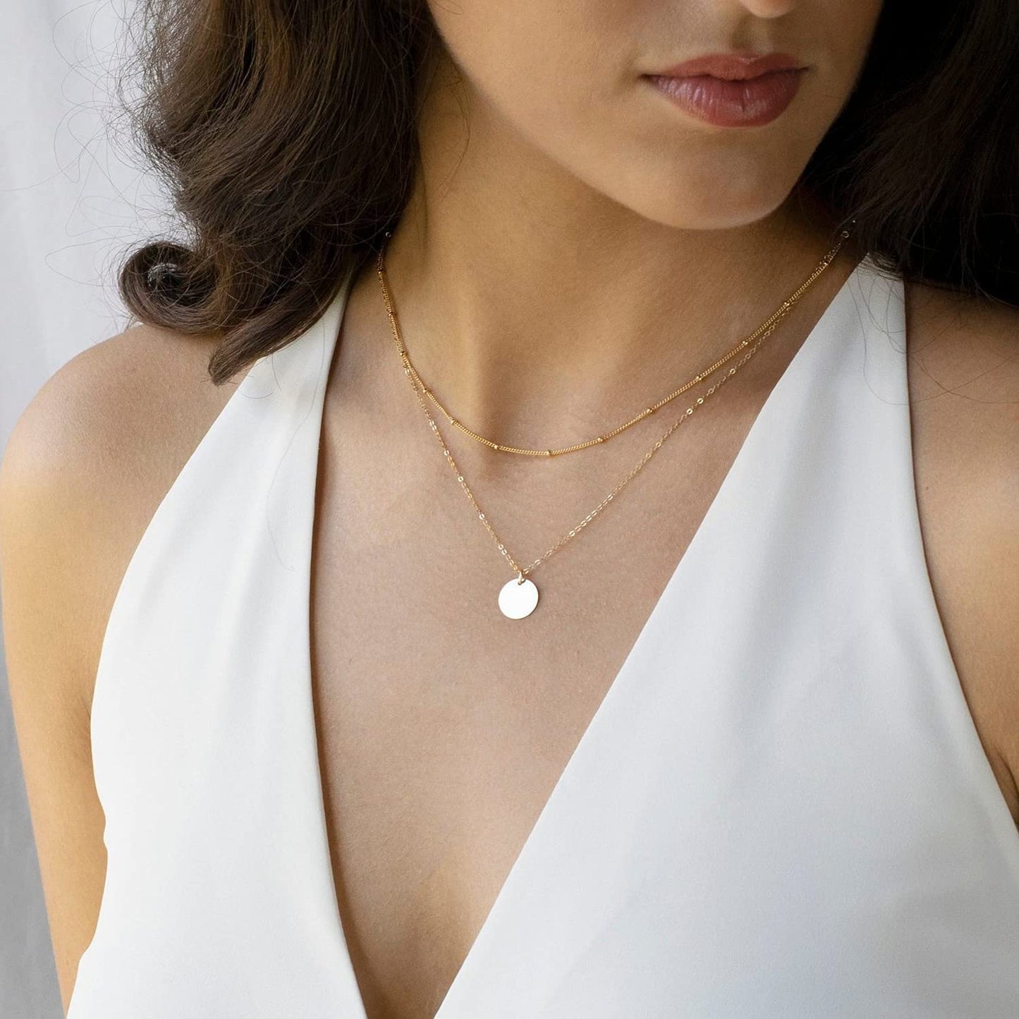 MEVECCO Layered Heart Necklace Pendant Handmade 18k Gold Plated Dainty Gold Choker Arrow Bar Layering Long Necklace for Women