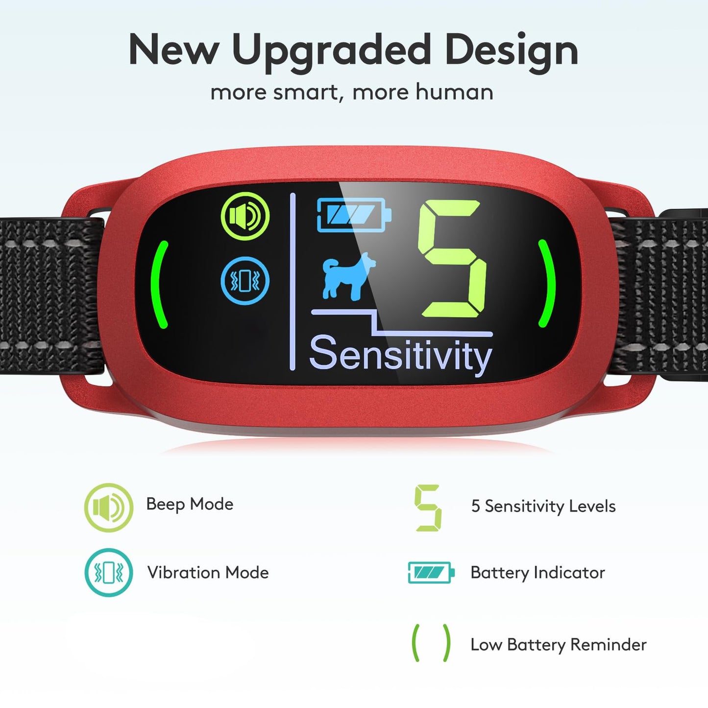 Dog Bark Collar for Large Medium Small Dogs, Rechargeable Smart Bark Collar, Anti Barking Training Collar with 5 Adjustable Sensitivity Beep Vibration (Black)