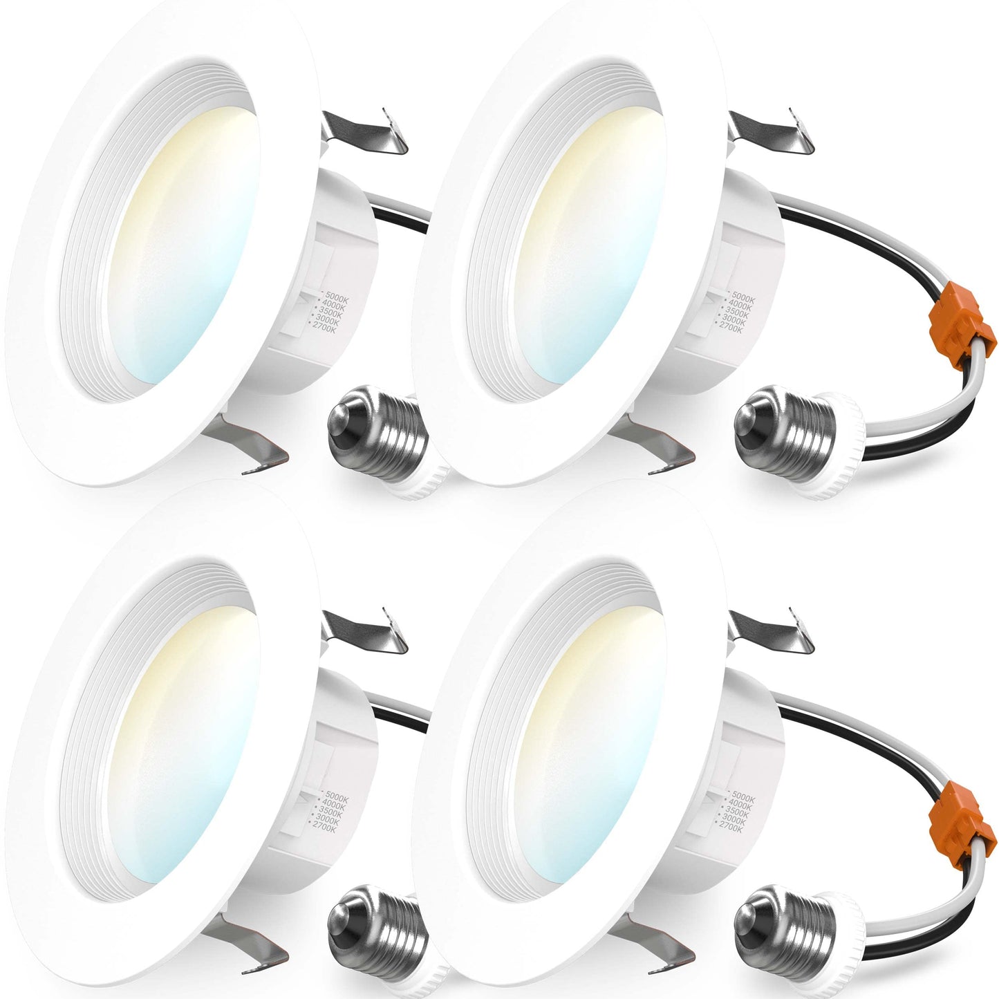 Sunco Recessed Lighting 6 Inch, Retrofit Can Lights, 965LM, 13W (75W Equivalent), Selectable CCT 2700K/3000K/3500K/4000K/5000K, Dimmable, Baffle Trim, Damp Rated UL 4 Pack