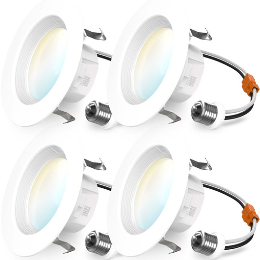 Sunco Recessed Lighting 6 Inch, Retrofit Can Lights, 965LM, 13W (75W Equivalent), Selectable CCT 2700K/3000K/3500K/4000K/5000K, Dimmable, Baffle Trim, Damp Rated UL 4 Pack