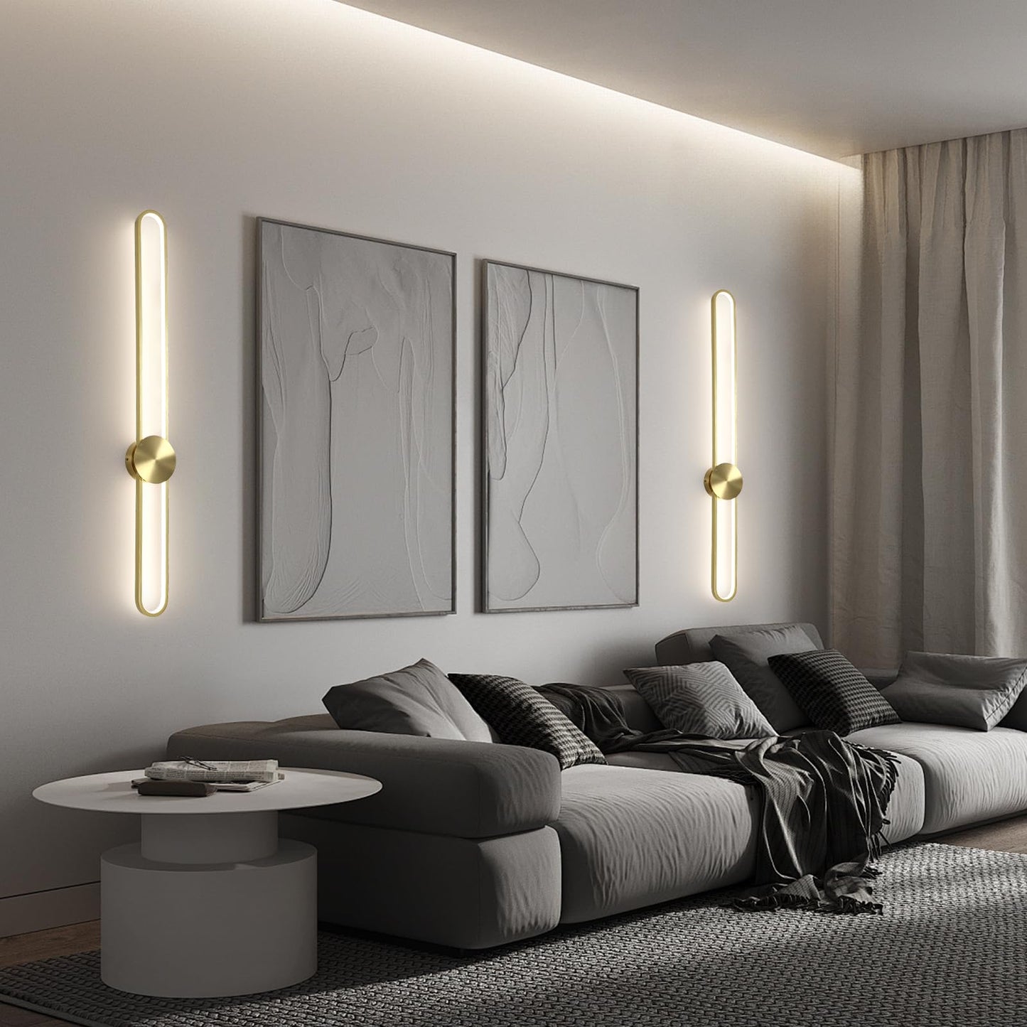 Modern Wall Sconce 4000K Dimmable LED Wall Light Fixture, Hardwired Wall Lamp for Living Room, Dining Room, Bedroom, Hallway, Lobby, Entryway (Brushed Black, H110cm/43.3inch)